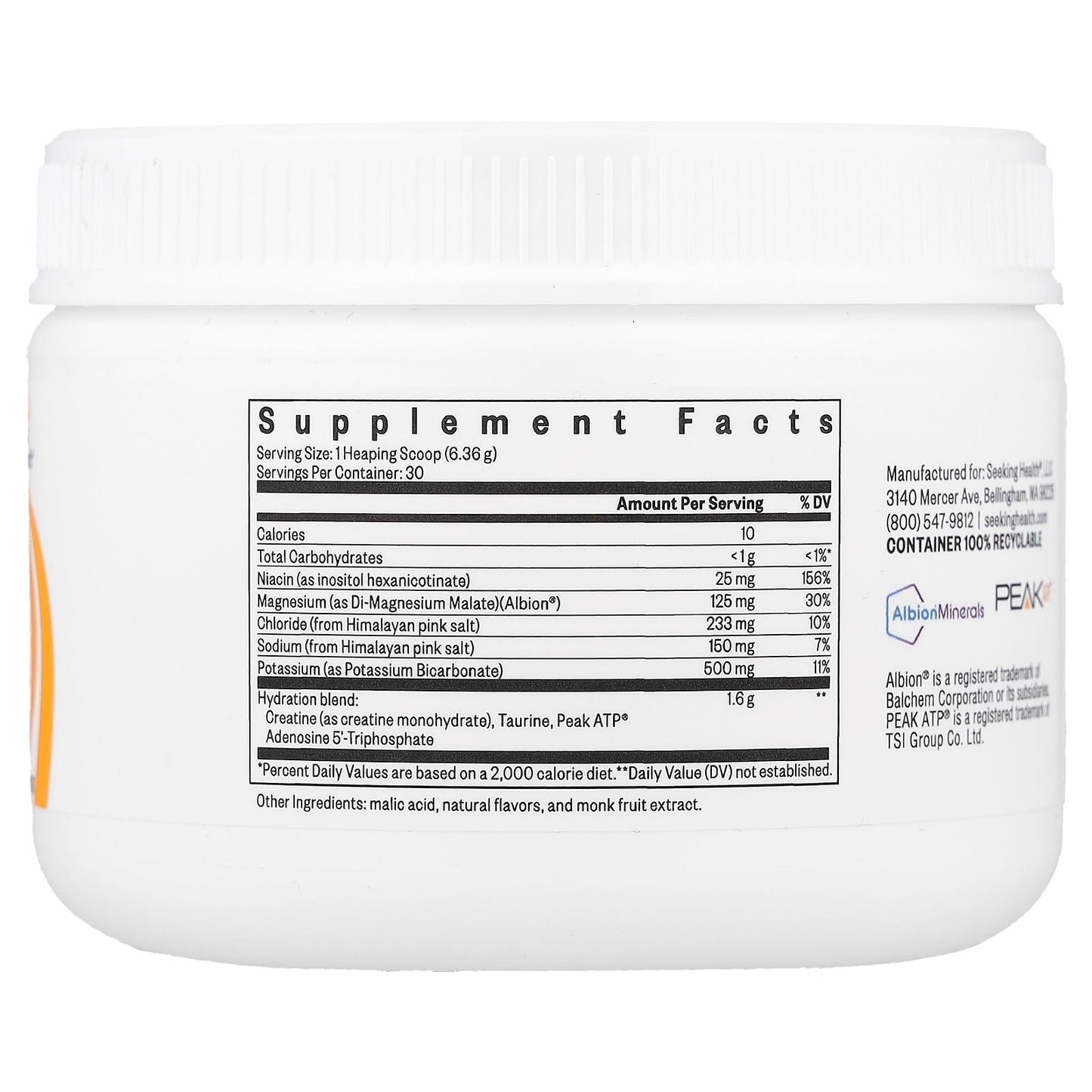 Seeking Health, Optimal Electrolyte, Orange, 6.73 oz (190.8 g) UPC 810007520322 | HiLife Vitamins