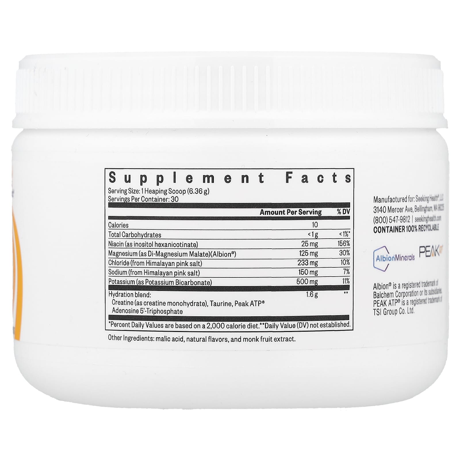 Seeking Health, Optimal Electrolyte, Orange, 6.73 oz (190.8 g) UPC 810007520322 | HiLife Vitamins