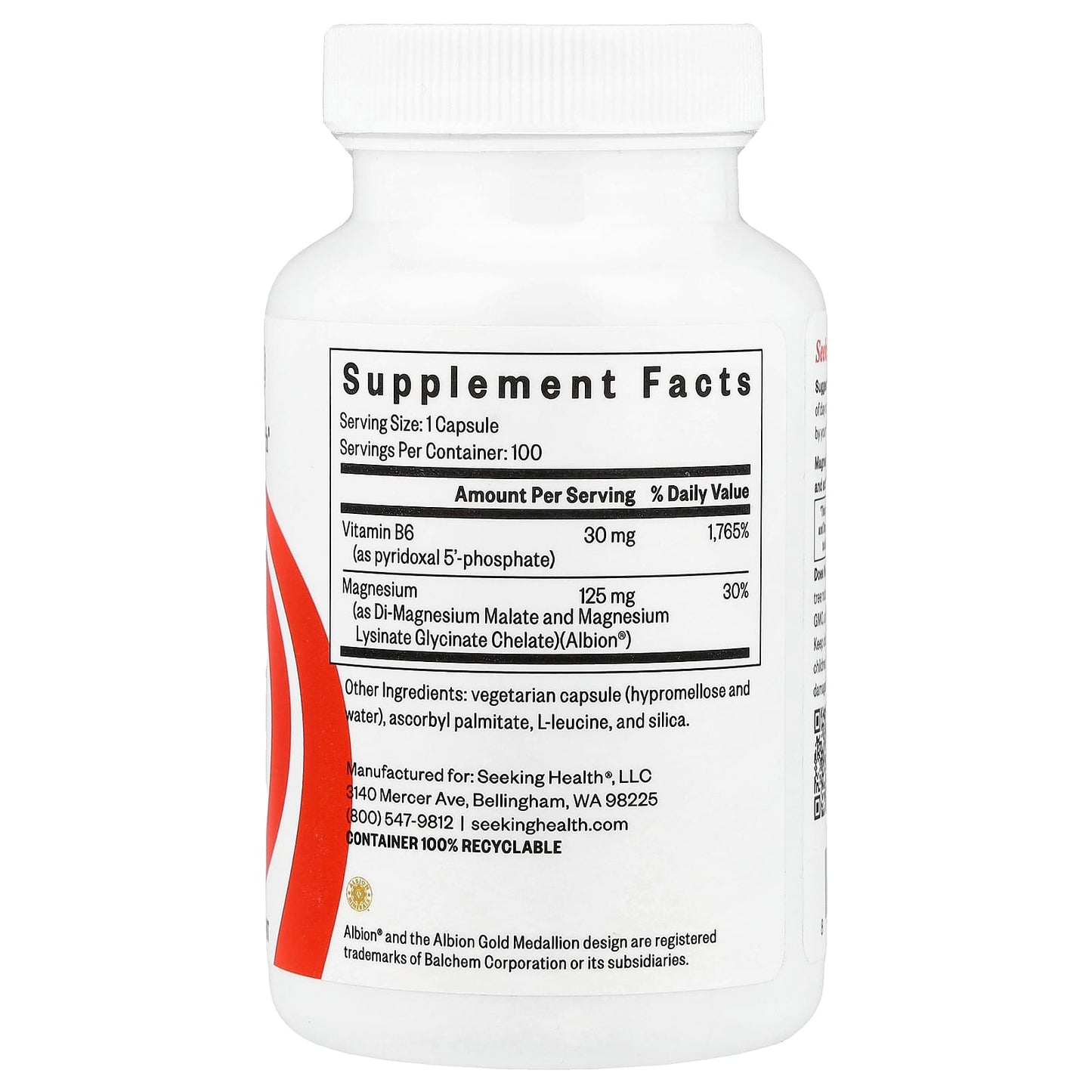 Seeking Health, Magnesium Plus with Vitamin B6, 100 Vegetarian Capsules UPC 810007520681 | HiLife Vitamins