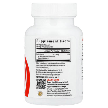 Seeking Health, Molybdenum, 500 mcg, 90 Capsules UPC 810007520711 | HiLife Vitamins