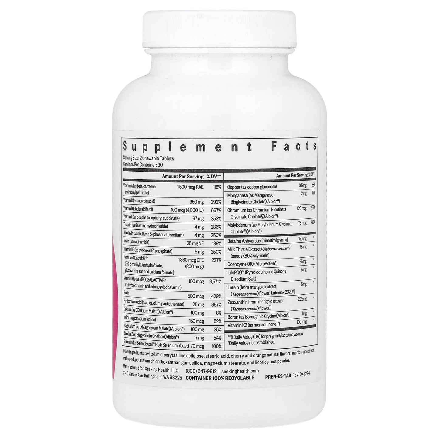 Seeking Health, Prenatal Essentials, 60 Chewable Tablets UPC 810007520834 | HiLife Vitamins