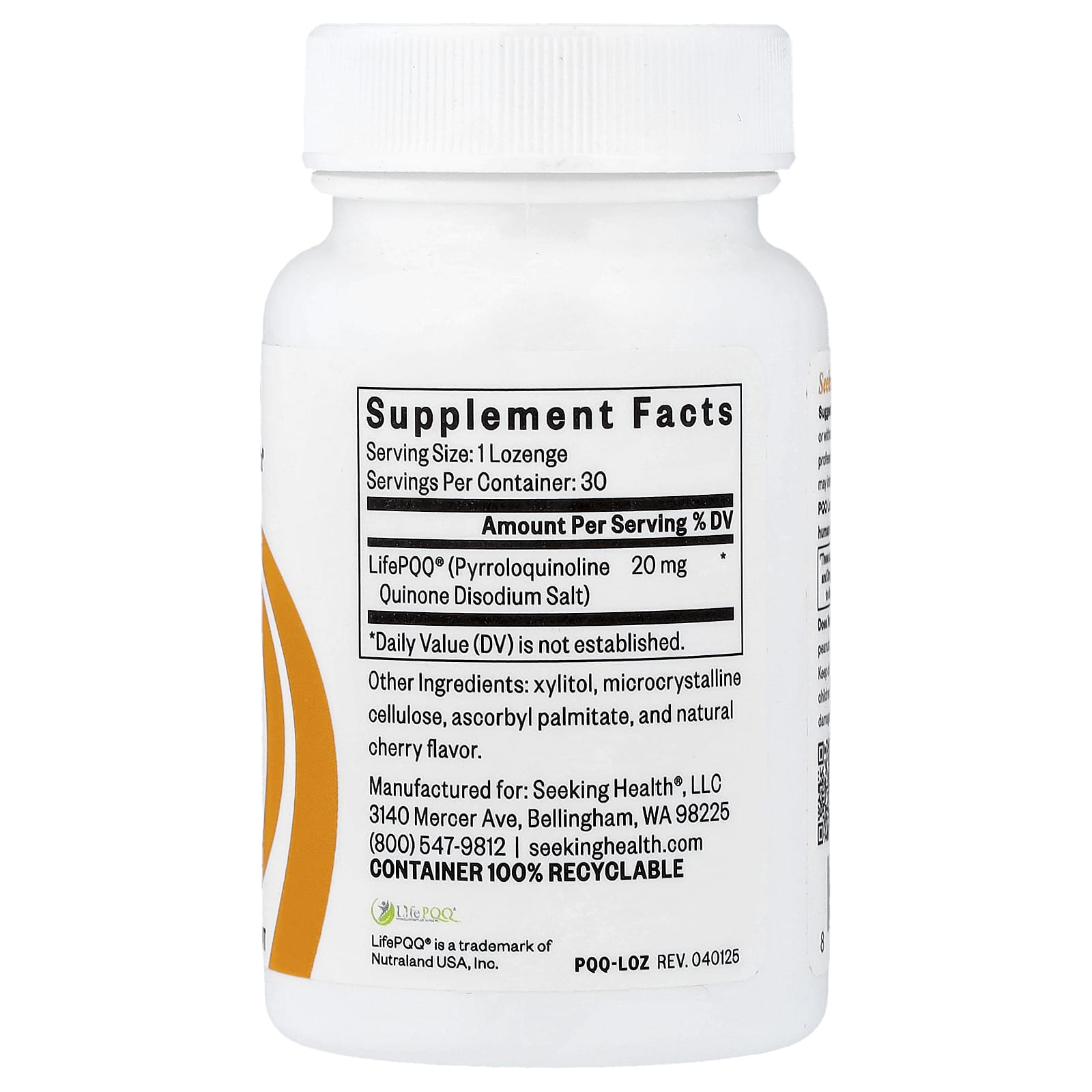 Seeking Health, PQQ Lozenge, 20 mg, 30 Lozenges UPC 810007521169 | HiLife Vitamins