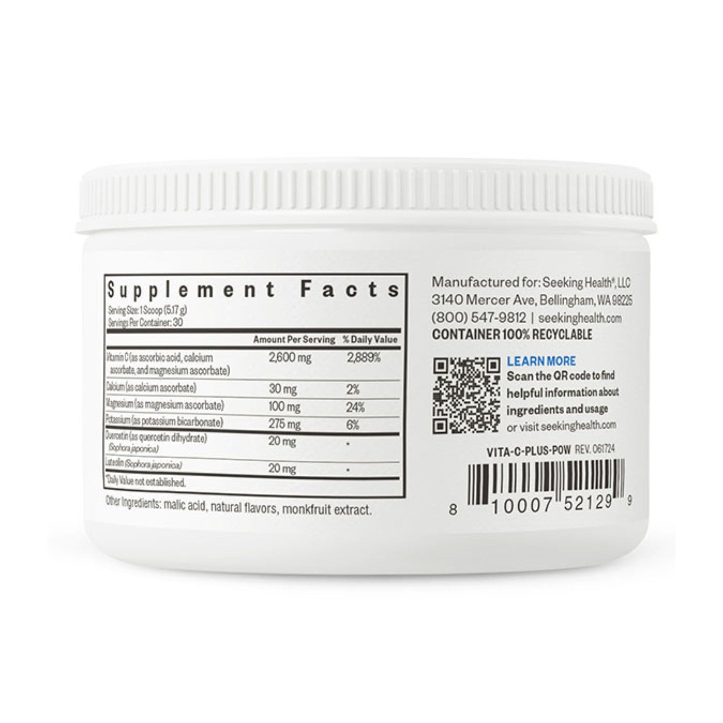 Seeking Health, Optimal Vitamin C Plus With Bioflavonoids, Buffered Powder, 5.78 oz (164 g) UPC 810007521299 | HiLife Vitamins
