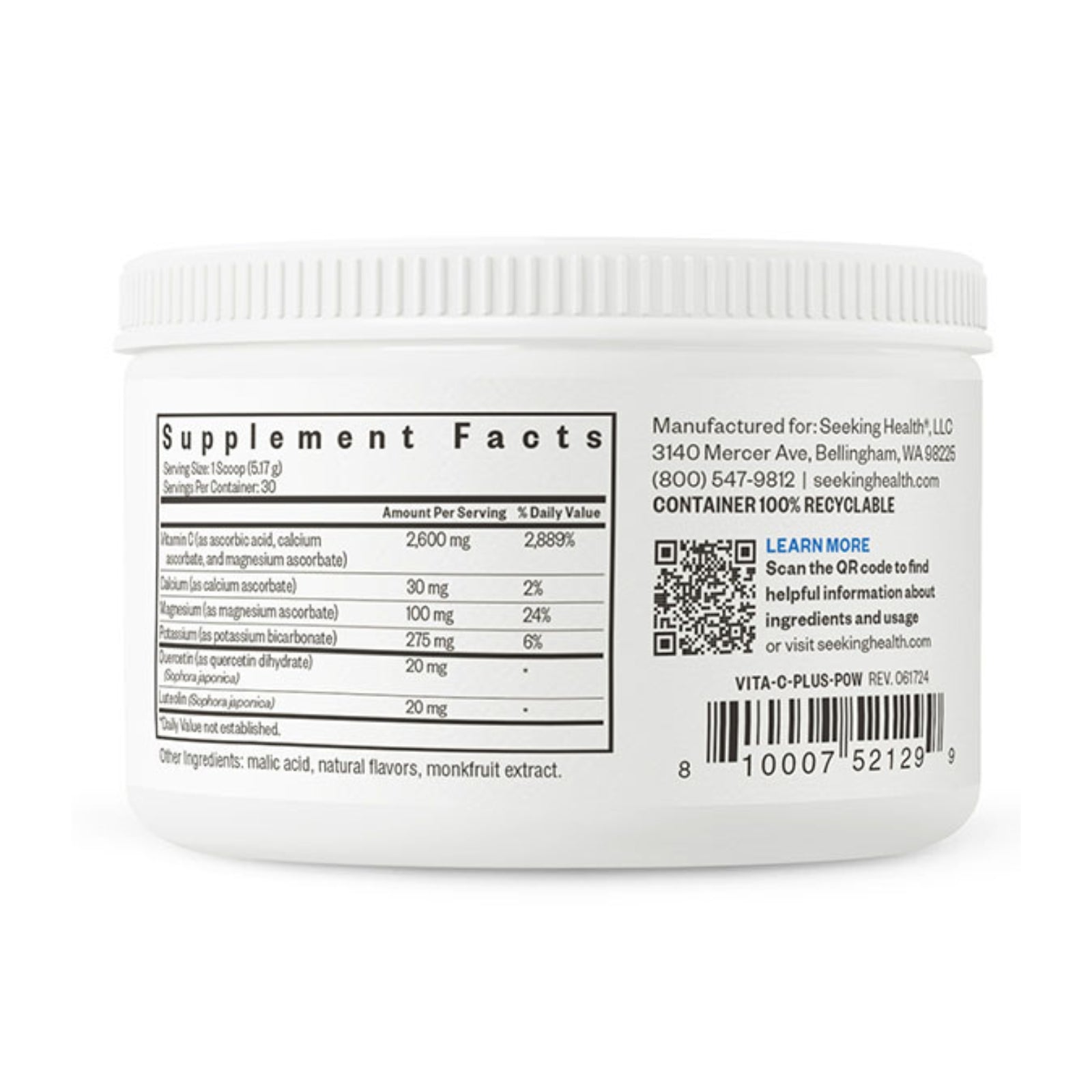 Seeking Health, Optimal Vitamin C Plus With Bioflavonoids, Buffered Powder, 5.78 oz (164 g) UPC 810007521299 | HiLife Vitamins