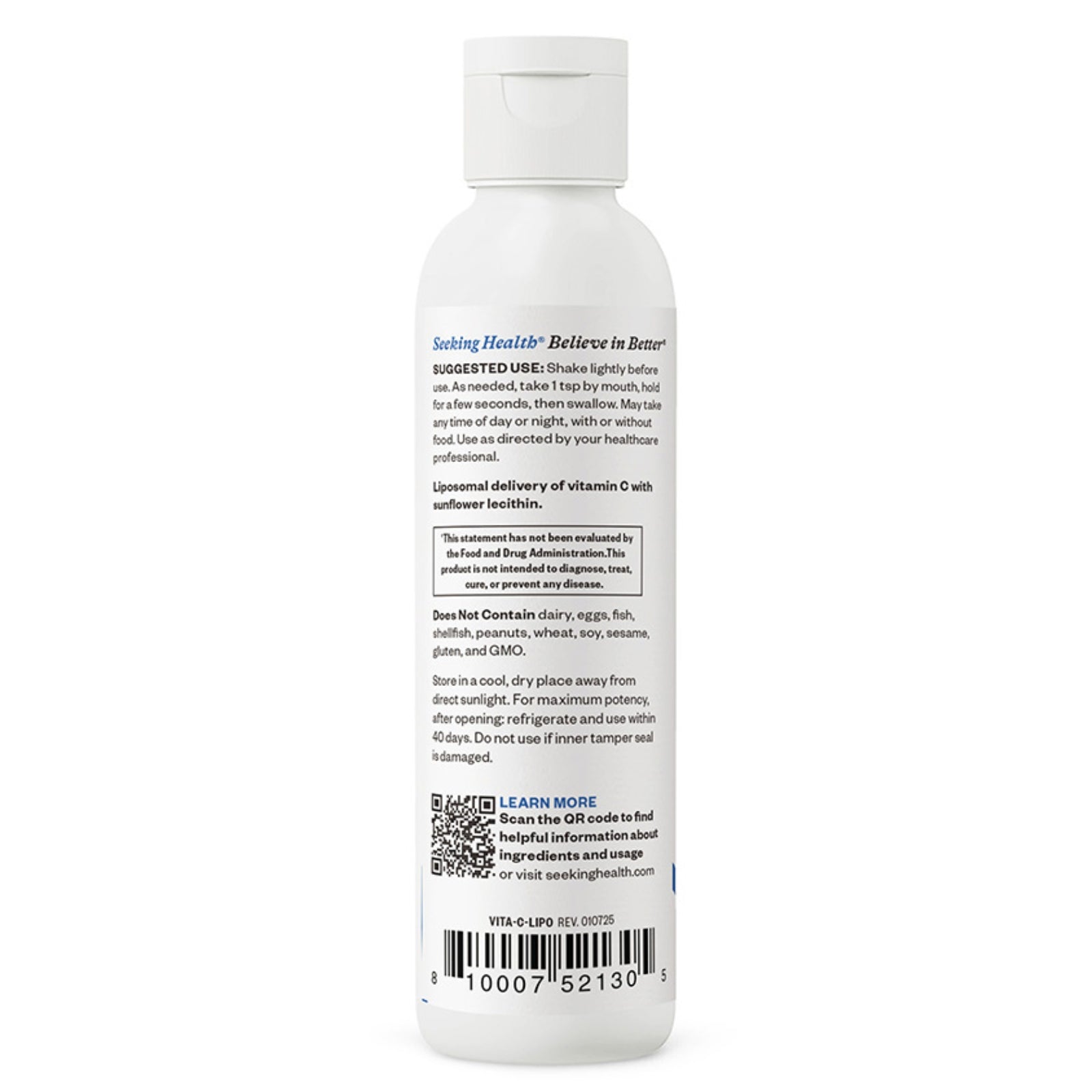 Seeking Health, Liposomal Vitamin C, 1,000 mg, 5 fl oz (150 ml) UPC 810007521305 | HiLife Vitamins