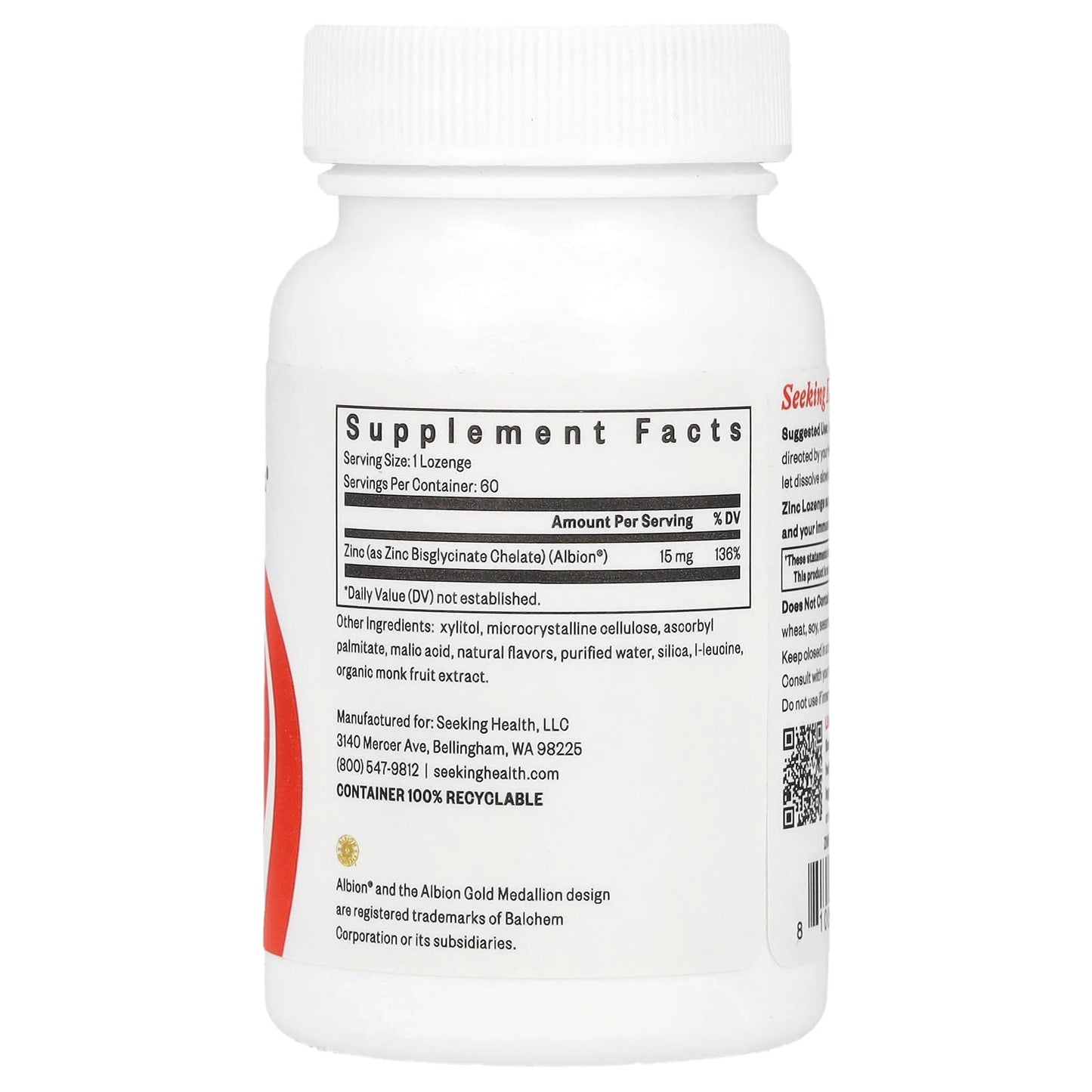Seeking Health, Zinc Lozenge, 60 Lozenges UPC 810007521381 | HiLife Vitamins