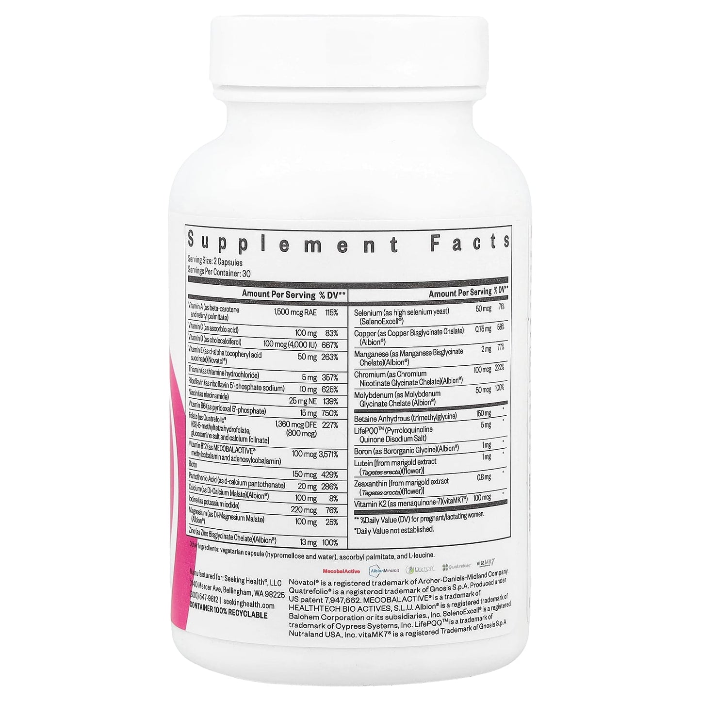 Seeking Health, Prenatal Essentials, 60 Capsules UPC 810007521527 | HiLife Vitamins