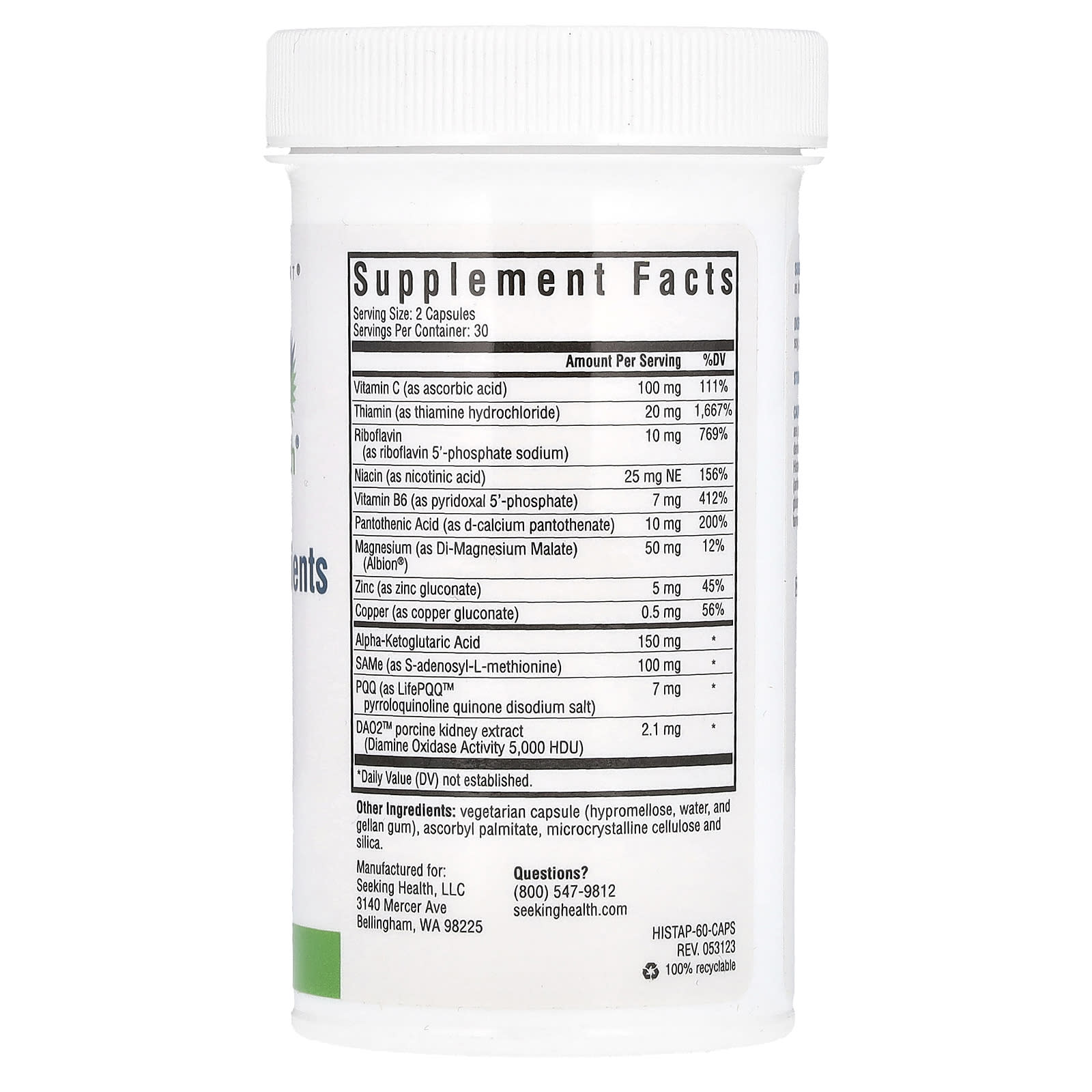 Seeking Health, Histamine Nutrients, (Formerly Histamine Block Plus), 60 Capsules UPC 810007521589 | HiLife Vitamins