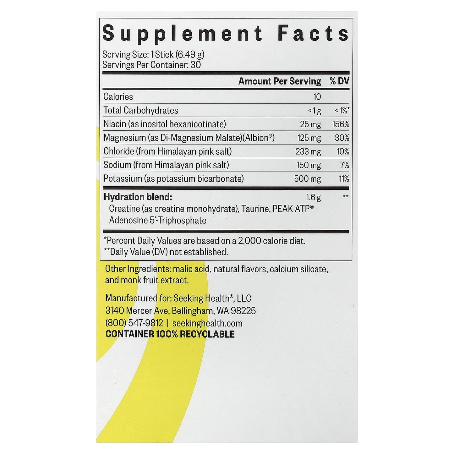 Seeking Health, Optimal Electrolyte, Lemonade, 30 Sticks, 0.229 oz (6.49 g) Each UPC 810007521619 | HiLife Vitamins