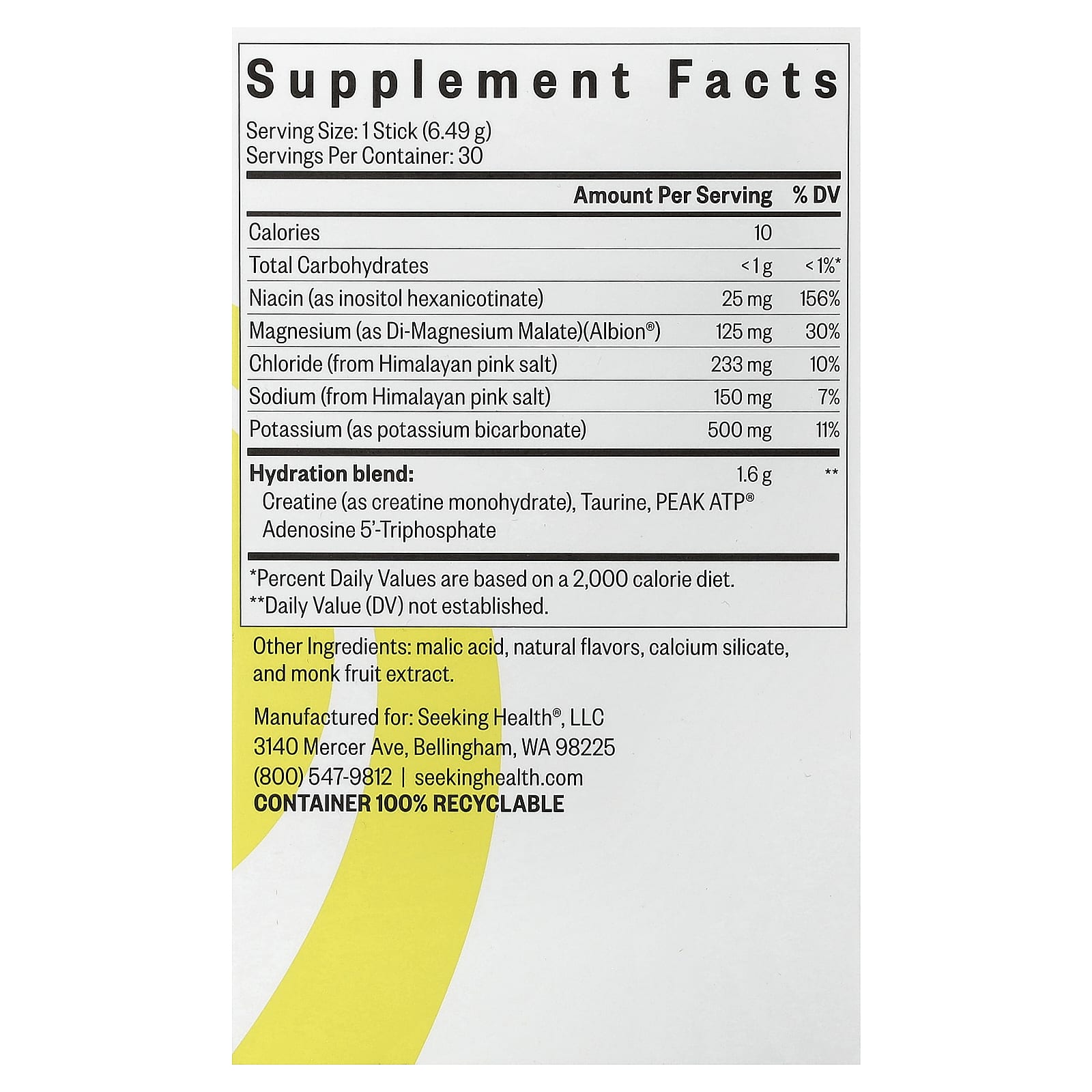 Seeking Health, Optimal Electrolyte, Lemonade, 30 Sticks, 0.229 oz (6.49 g) Each UPC 810007521619 | HiLife Vitamins