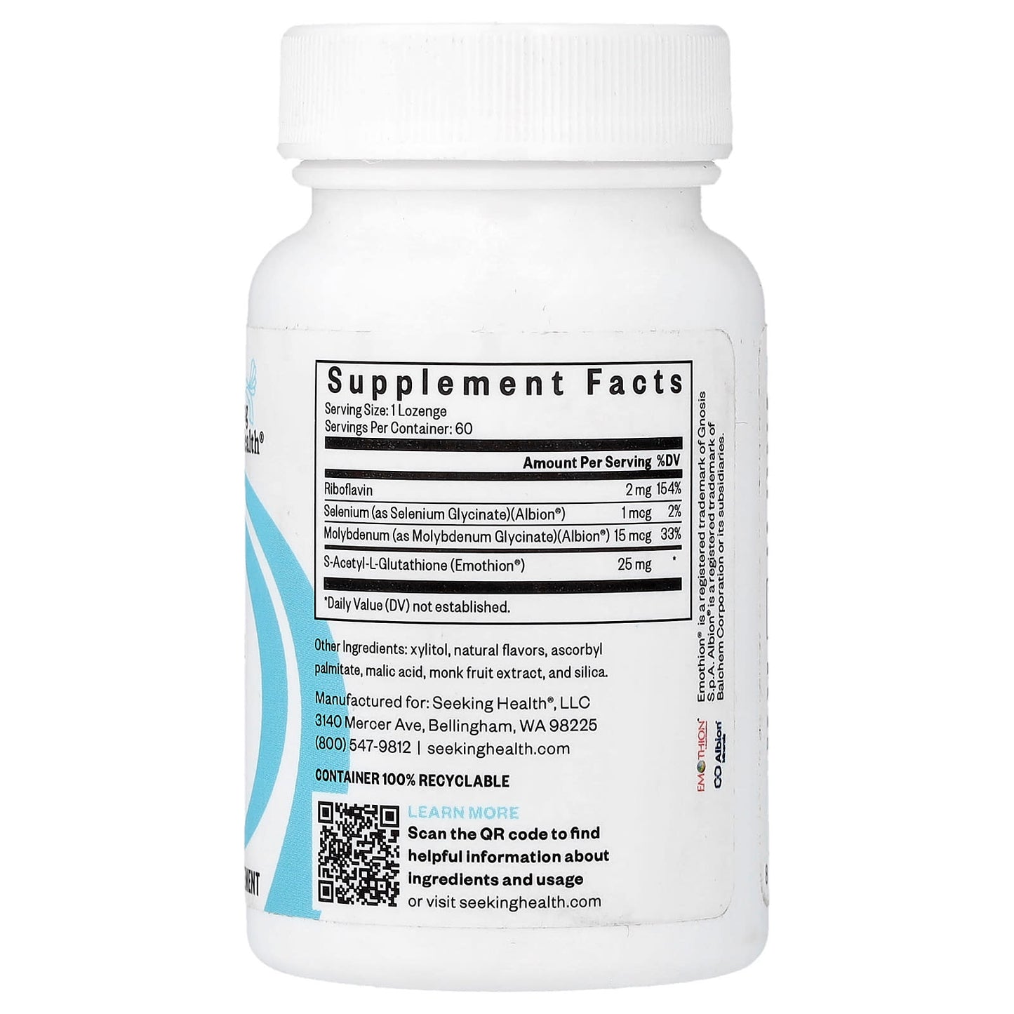 Seeking Health, Glutathione with Cofactors, 60 Lozenges UPC 810007521817 | Hilife Vitamins