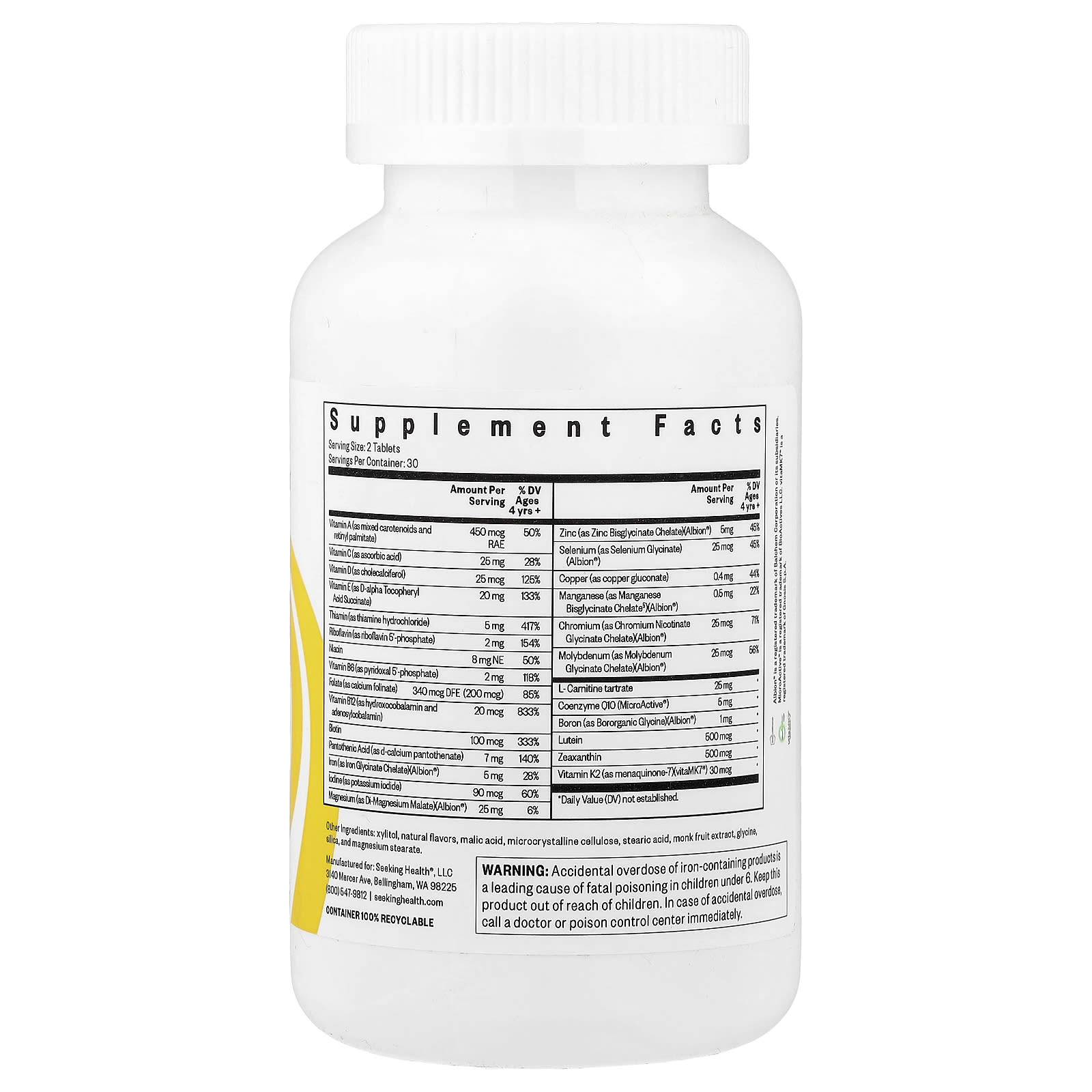 Seeking Health, Kids Multivitamin Chewable MF, 60 Chewable Tablets UPC 810007529820 | Hilife Vitamins