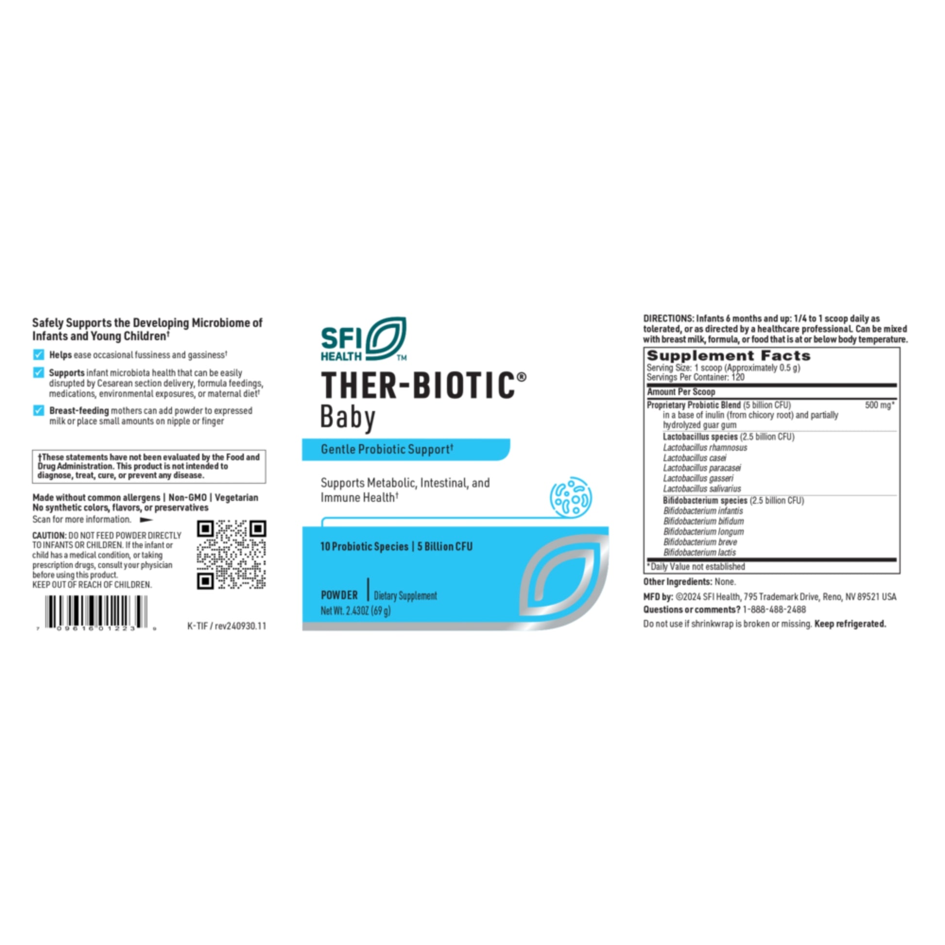 SFI Health, Ther-Biotic® Baby, 2.43 OZ (69 g) UPC 709616012239 | Hilife Vitamins