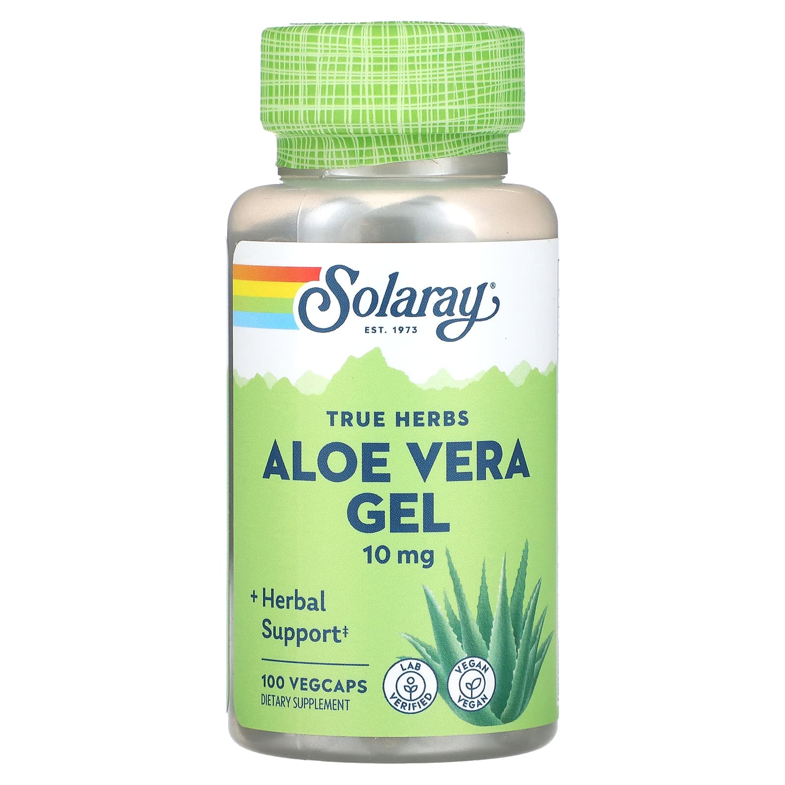 Solaray, Aloe Vera Gel Concentrate, 100 VegCaps UPC 076280001204 | HiLife Vitamins