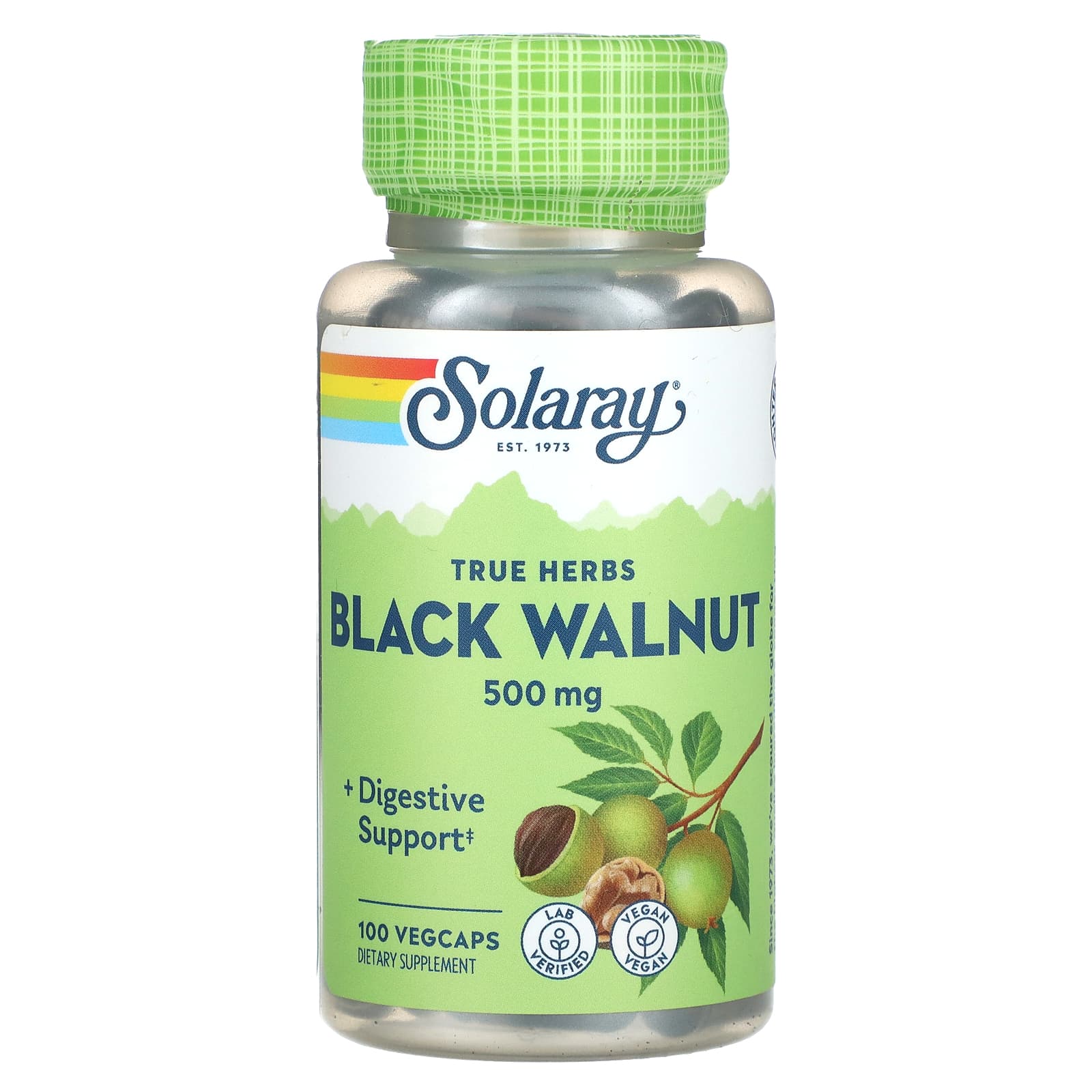 Solaray, True Herbs, Black Walnut , 500 mg, 100 VegCaps UPC 076280001808 | HiLife Vitamins