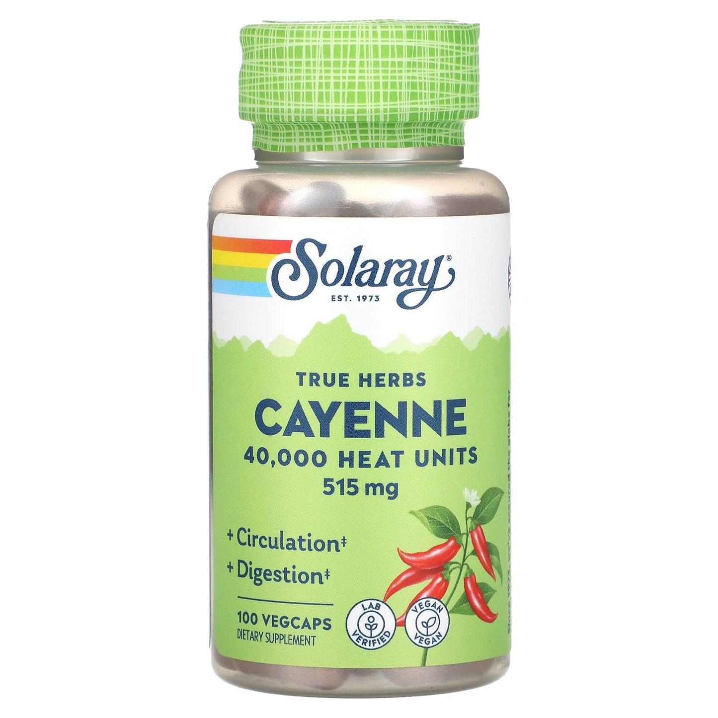 Solaray, True Herbs, Cayenne, 515 mg, 100 VegCaps UPC 076280011302 | HiLife Vitamins