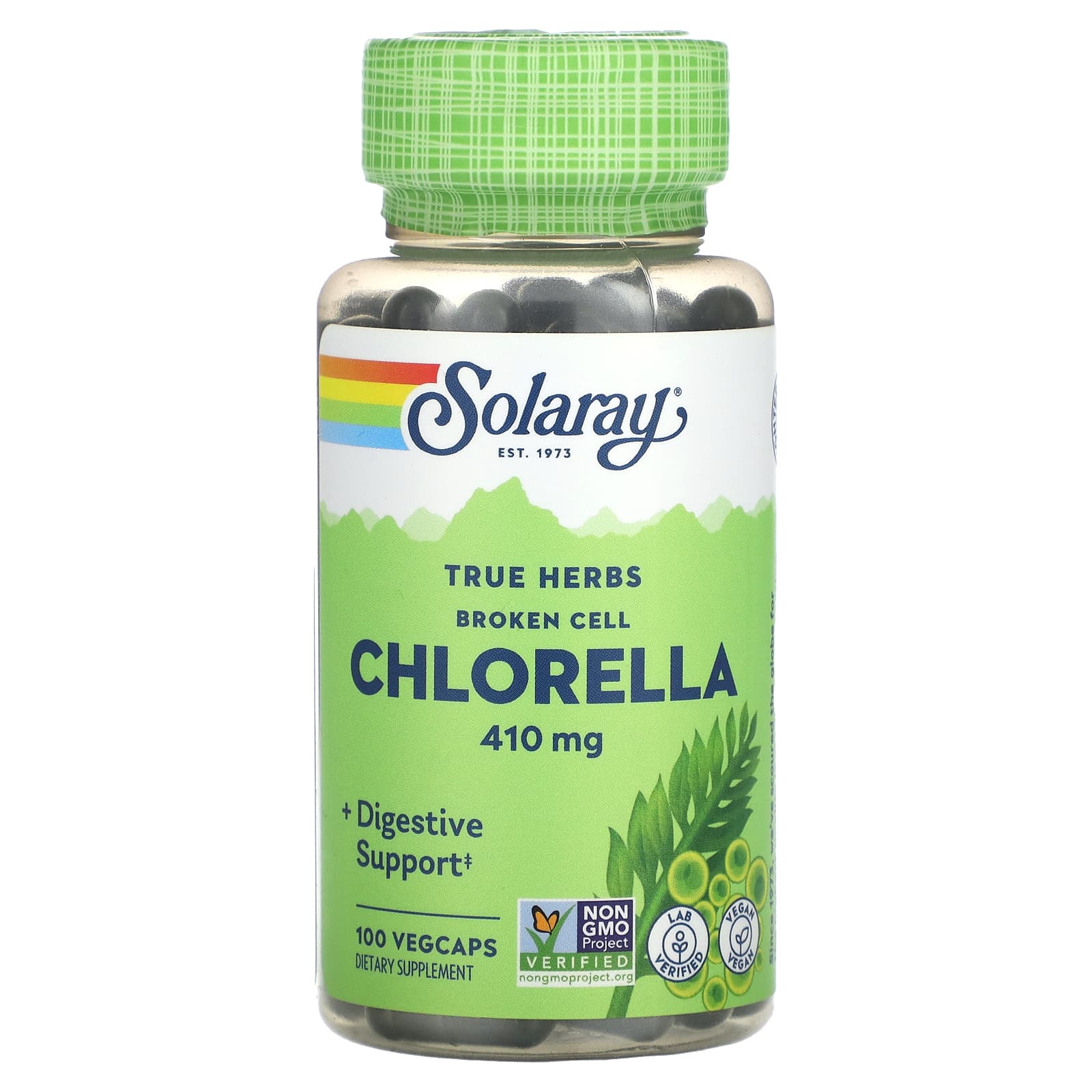 Solaray, True Herbs, Broken Cell Chlorella, 410 mg, 100 VegCaps UPC 076280011845 | HiLife Vitamins