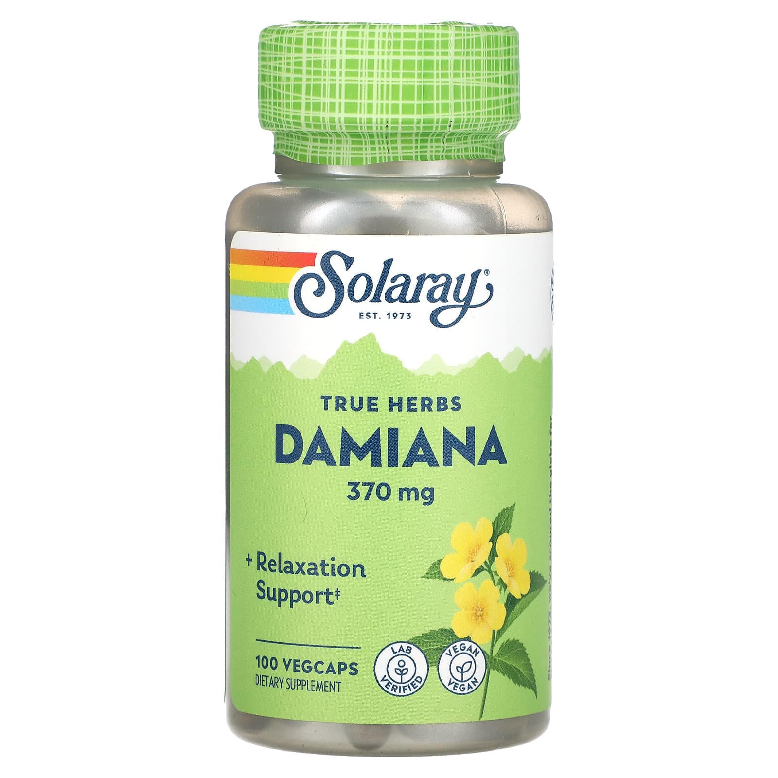 Solaray, True Herbs, Damiana, 370 mg, 100 VegCaps UPC 076280012002 | HiLife Vitamins
