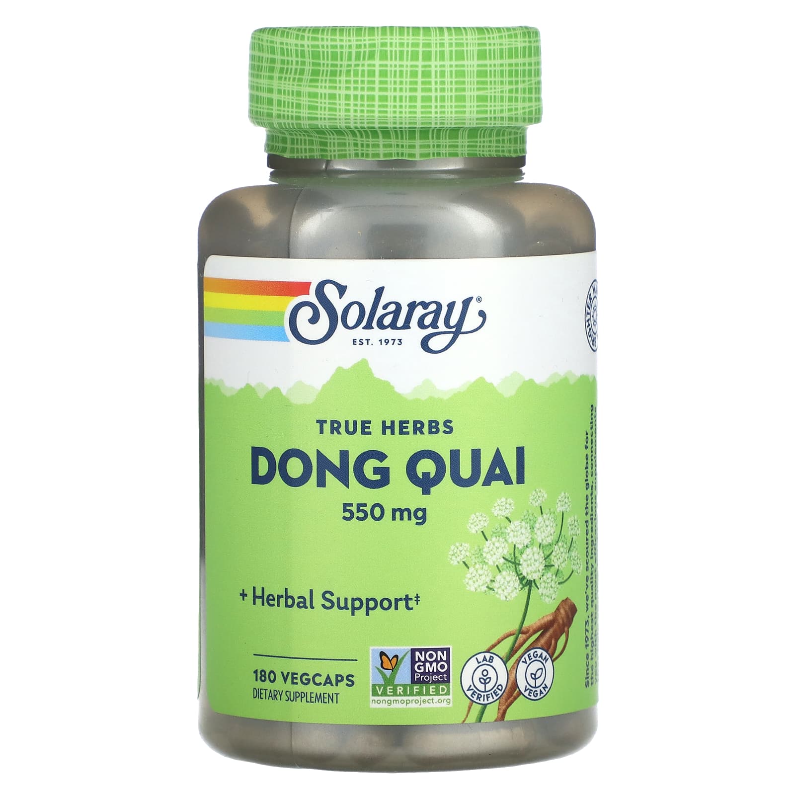 Solaray, True Herbs, Dong Quai , 550 mg, 180 VegCaps UPC 076280012361 | HiLife Vitamins