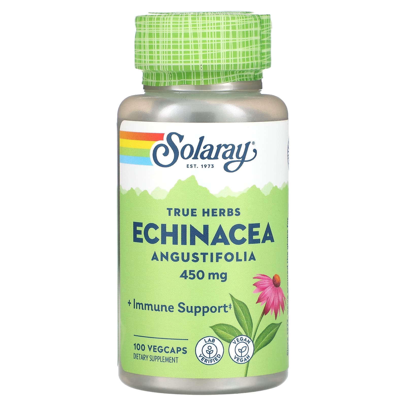 Solaray, True Herbs, Echinacea Angustifolia, 450 mg, 100 VegCaps UPC 076280012408 | HiLife Vitamins