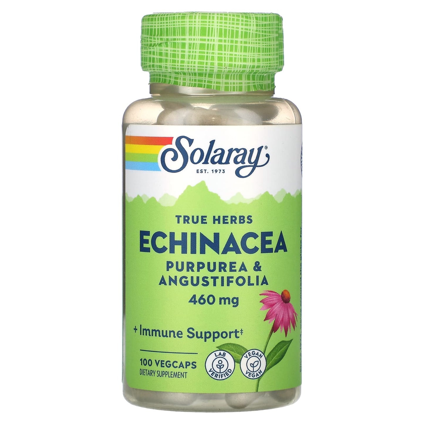 Solaray, True Herbs, Echinacea, Purpurea & Angustifolia, 460 mg, 100 VegCaps UPC 076280012439 | HiLife Vitamins