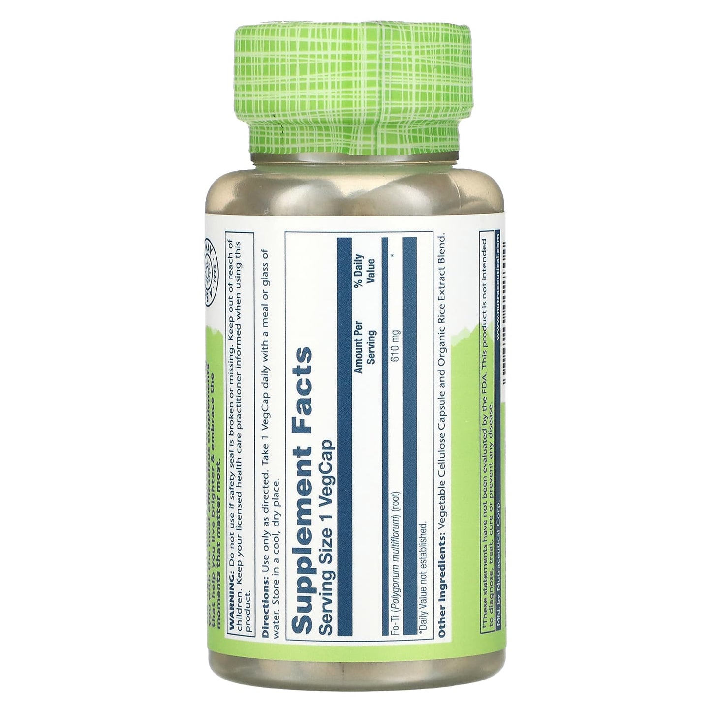 Solaray, Fo-Ti 610mg, 100 VegCaps UPC 076280012804 | HiLife Vitamins