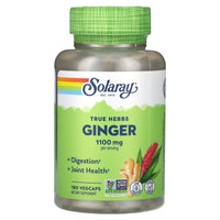 Solaray, True Herbs, Ginger, 1,100 mg, 180 VegCaps - 076280013016 | Hilife Vitamins