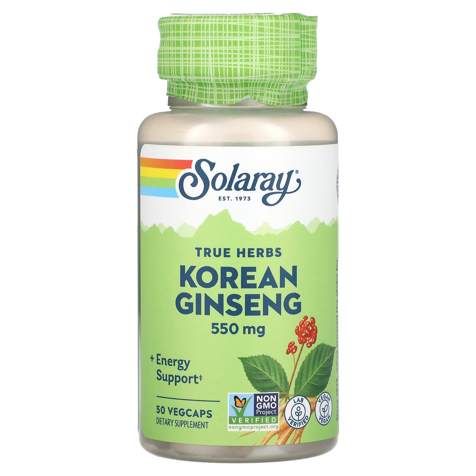 Solaray, True Herbs, Korean Ginseng, 550 mg, 50 VegCaps UPC 076280013122 | HiLife Vitamins