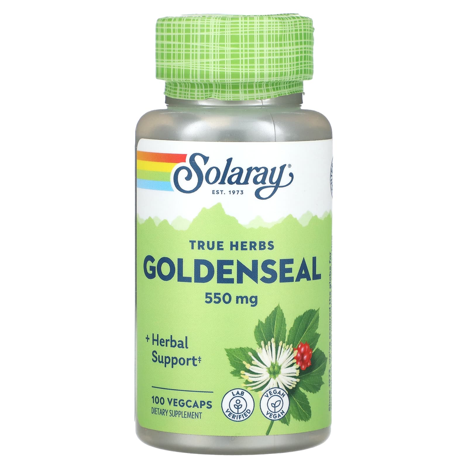 Solaray, True Herbs, Goldenseal, 550 mg, 100 VegCaps UPC 076280013238 | HiLife Vitamins