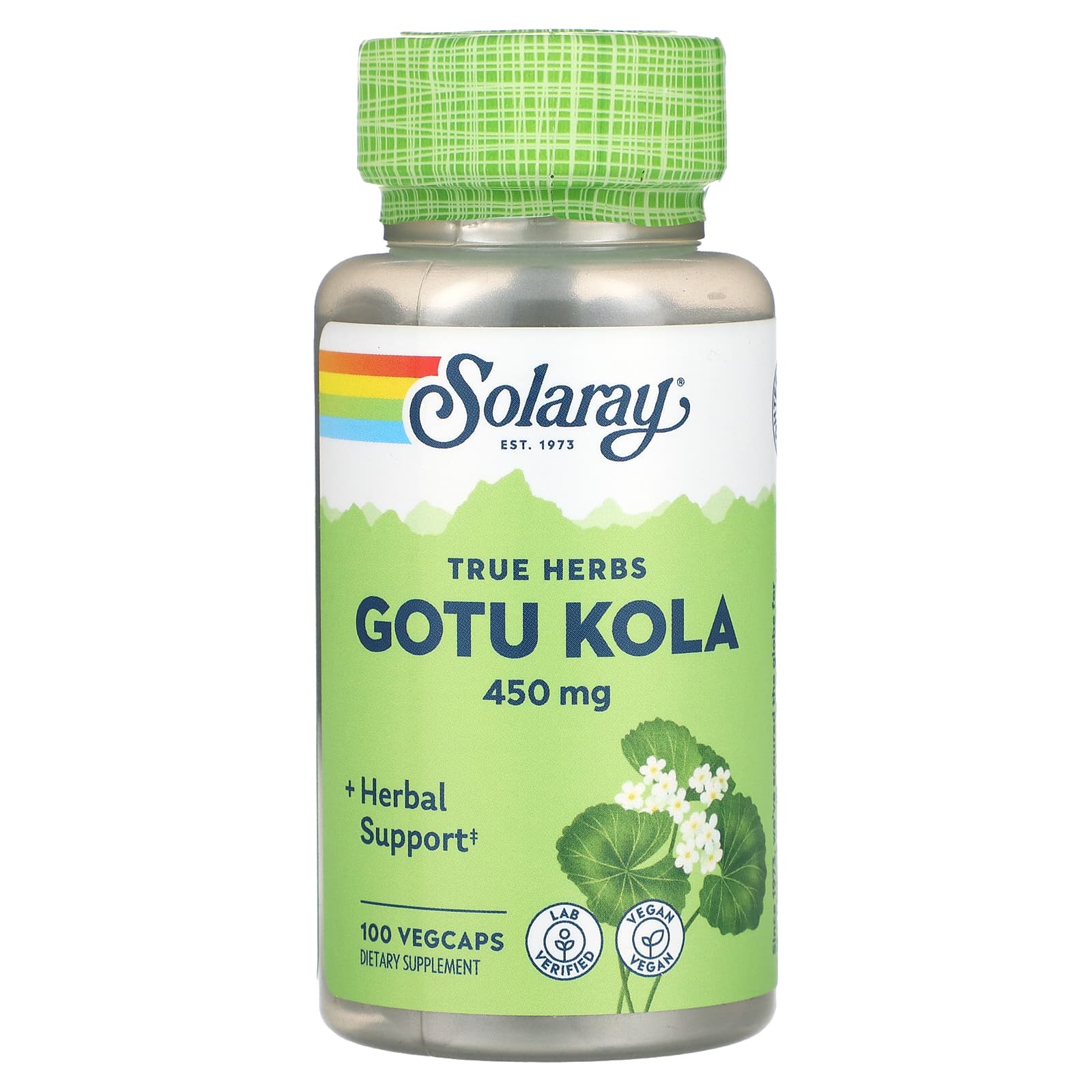 Solaray, True Herbs, Gotu Kola, 450 mg, 100 VegCaps UPC 076280013306 | HiLife Vitamins