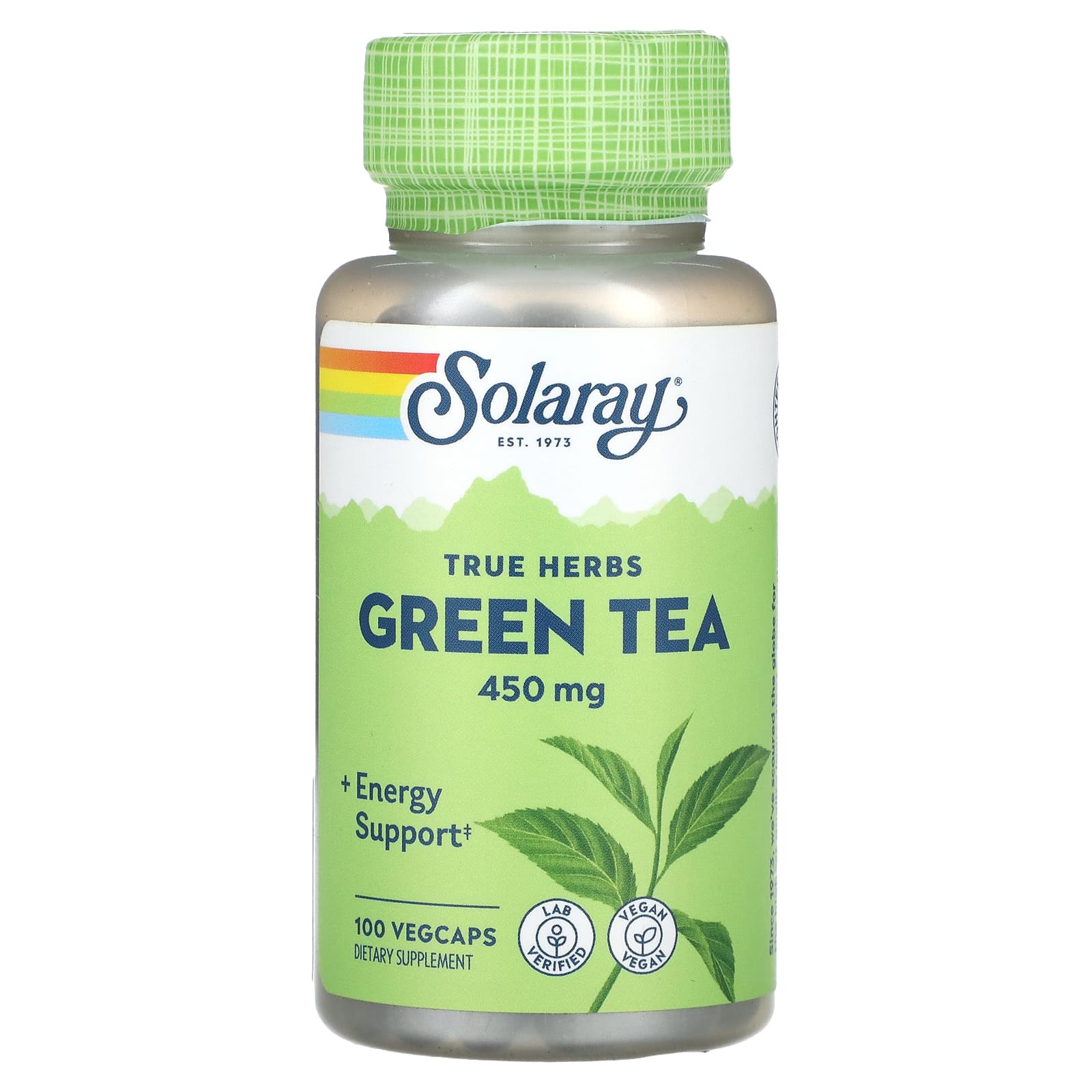 Solaray, True Herbs, Green Tea, 450 mg, 100 VegCaps UPC 076280013313 | HiLife Vitamins