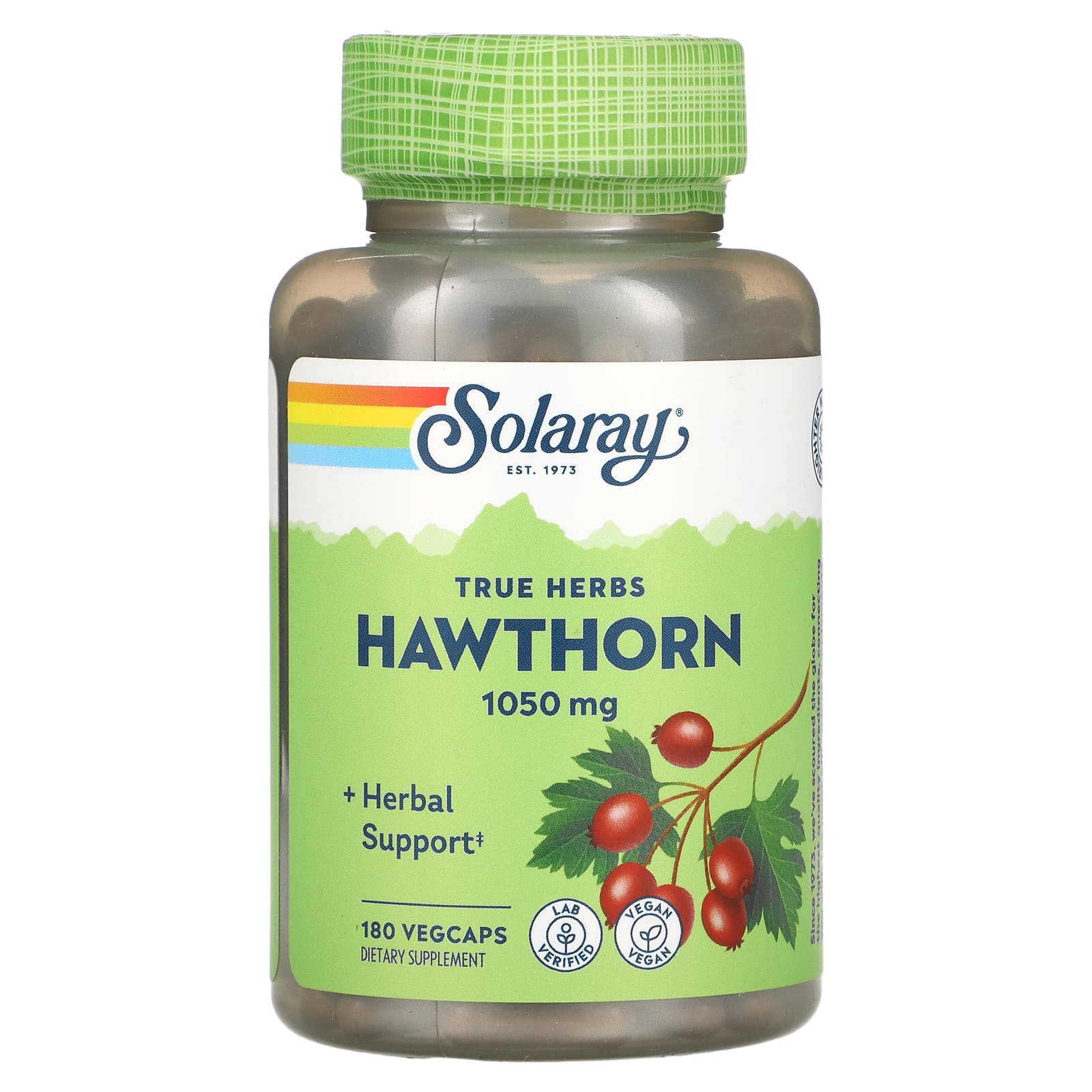 Solaray, Hawthorn Berries 525mg, 180 VegCaps UPC 076280013412 | HiLife Vitamins