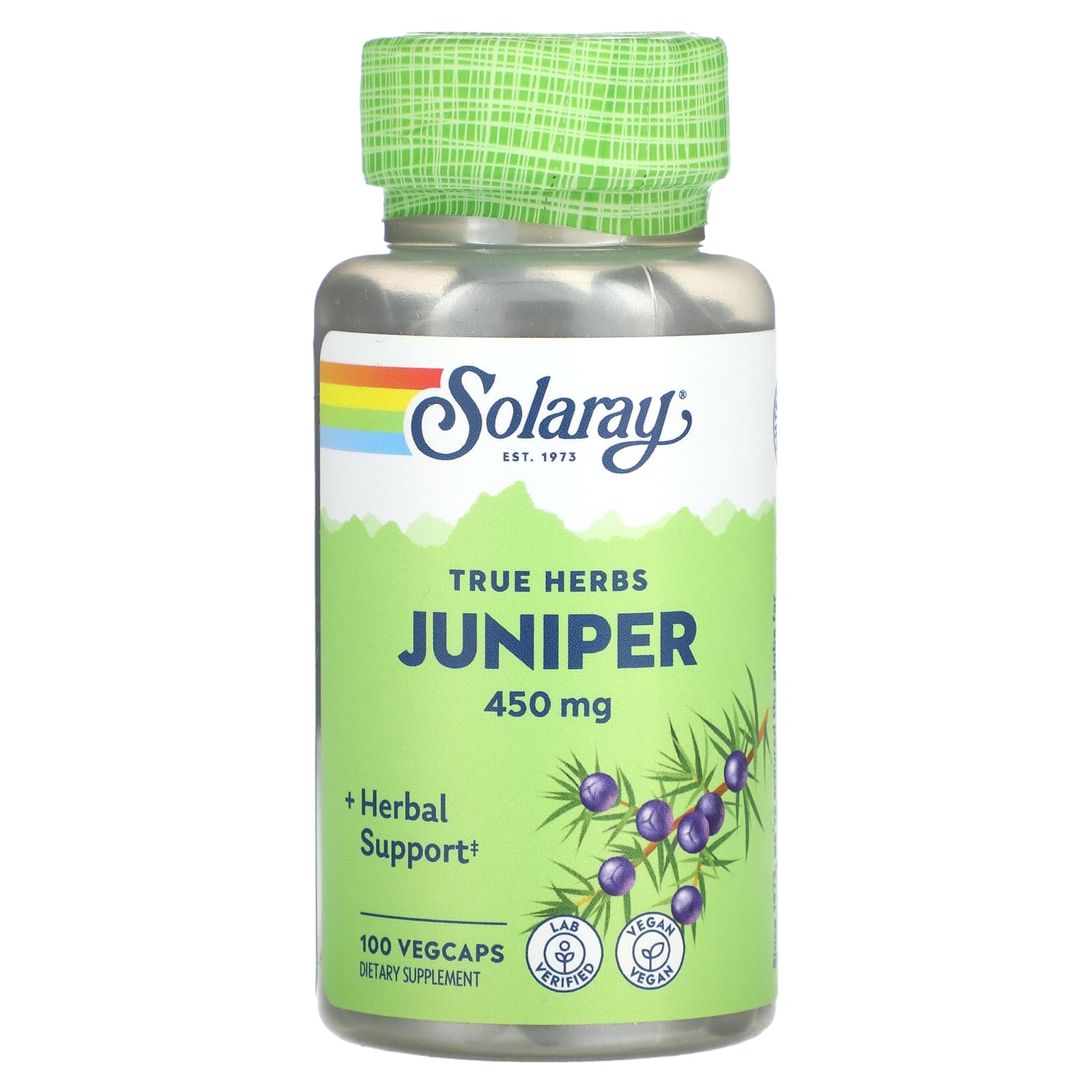 Solaray, True Herbs, Juniper, 450 mg, 100 VegCaps UPC 076280013603 | HiLife Vitamins
