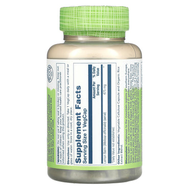 Solaray, Lemon Balm, 475 mg, 100 VegCaps UPC 076280013672 | HiLife Vitamins