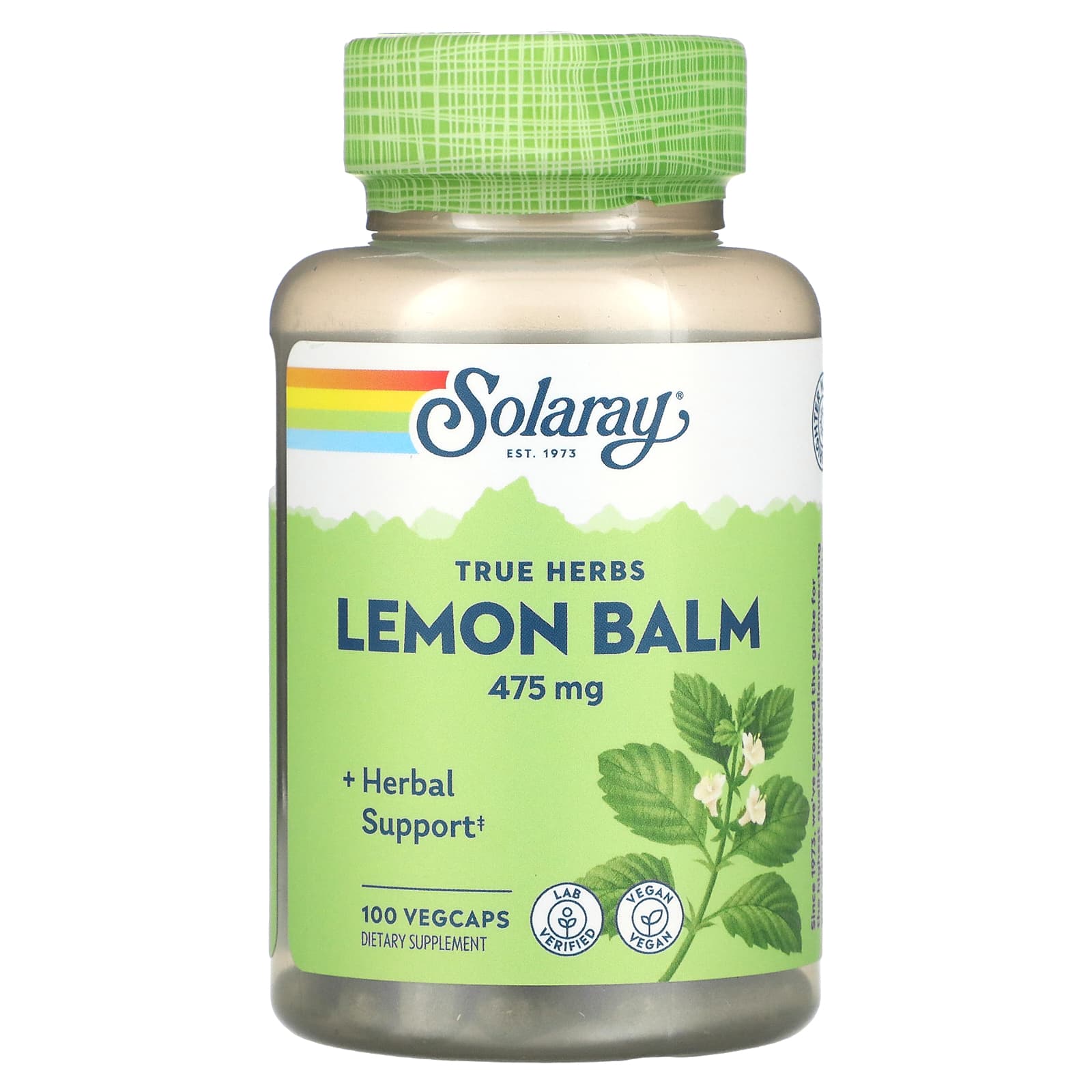 Solaray, Lemon Balm, 475 mg, 100 VegCaps UPC 076280013672 | HiLife Vitamins