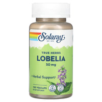 Solaray, True Herbs Lobelia, 50 mg, 100 VegCaps UPC 076280013757 | HiLife Vitamins