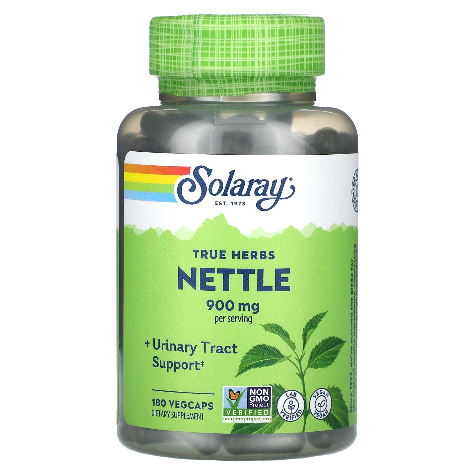 Solaray, True Herbs, Nettle, 450 mg, 180 VegCaps UPC 076280014129 | HiLife Vitamins