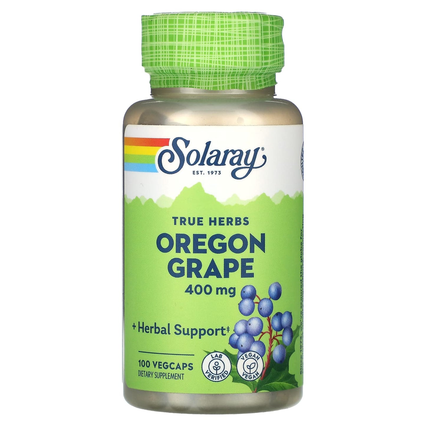 Solaray, True Herbs, Oregon Grape, 400 mg, 100 VegCaps UPC 076280014150 | HiLife Vitamins