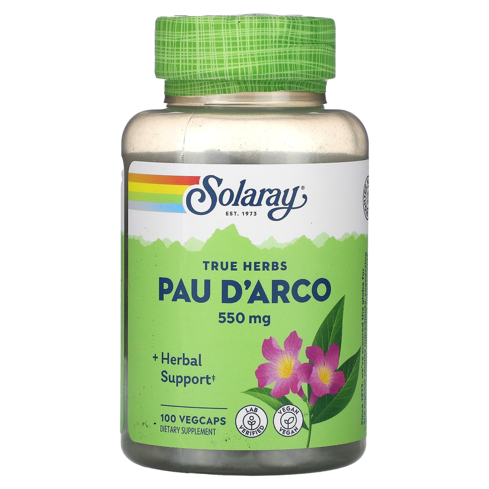 Solaray, Pau D'Arco, 550 mg, 100 VegCaps UPC 076280014402 | HiLife Vitamins
