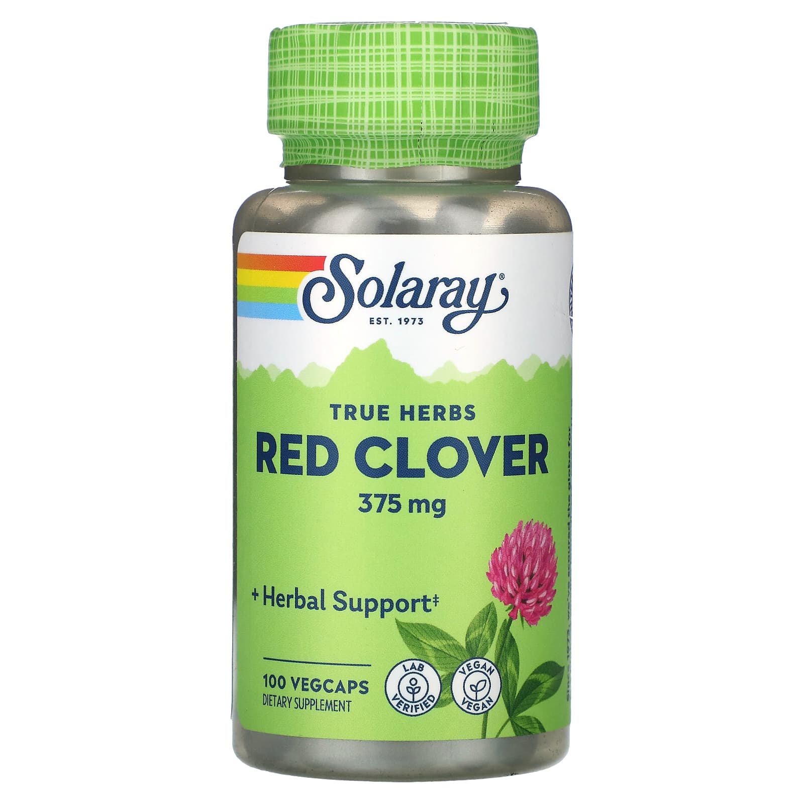 Solaray, True Herbs, Red Clover, 375 mg, 100 VegCaps UPC 076280014808 | HiLife Vitamins
