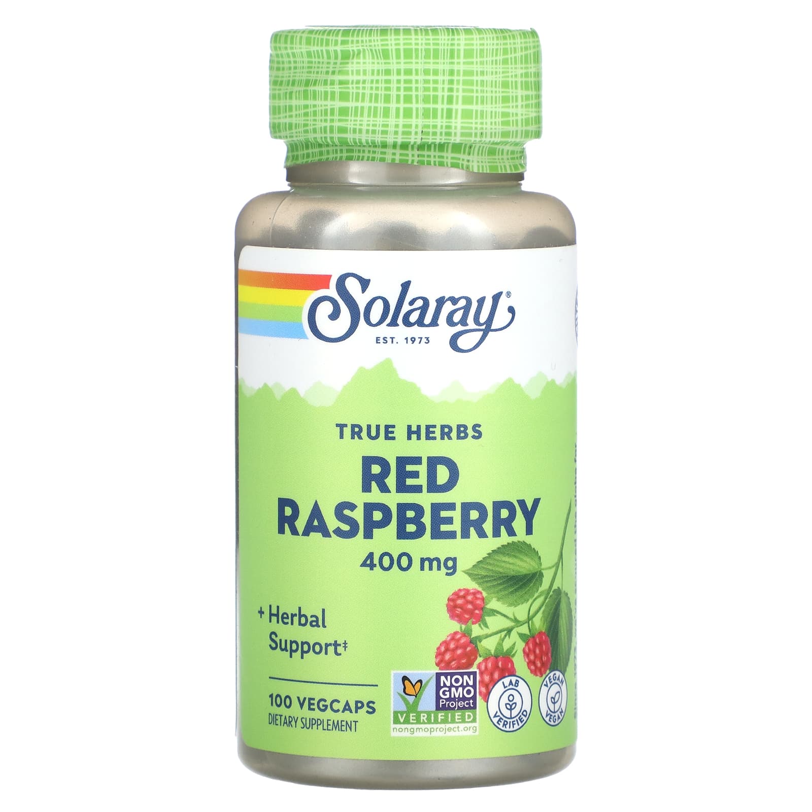 Solaray, True Herbs, Red Raspberry, 400 mg, 100 VegCaps UPC 076280014907 | HiLife Vitamins