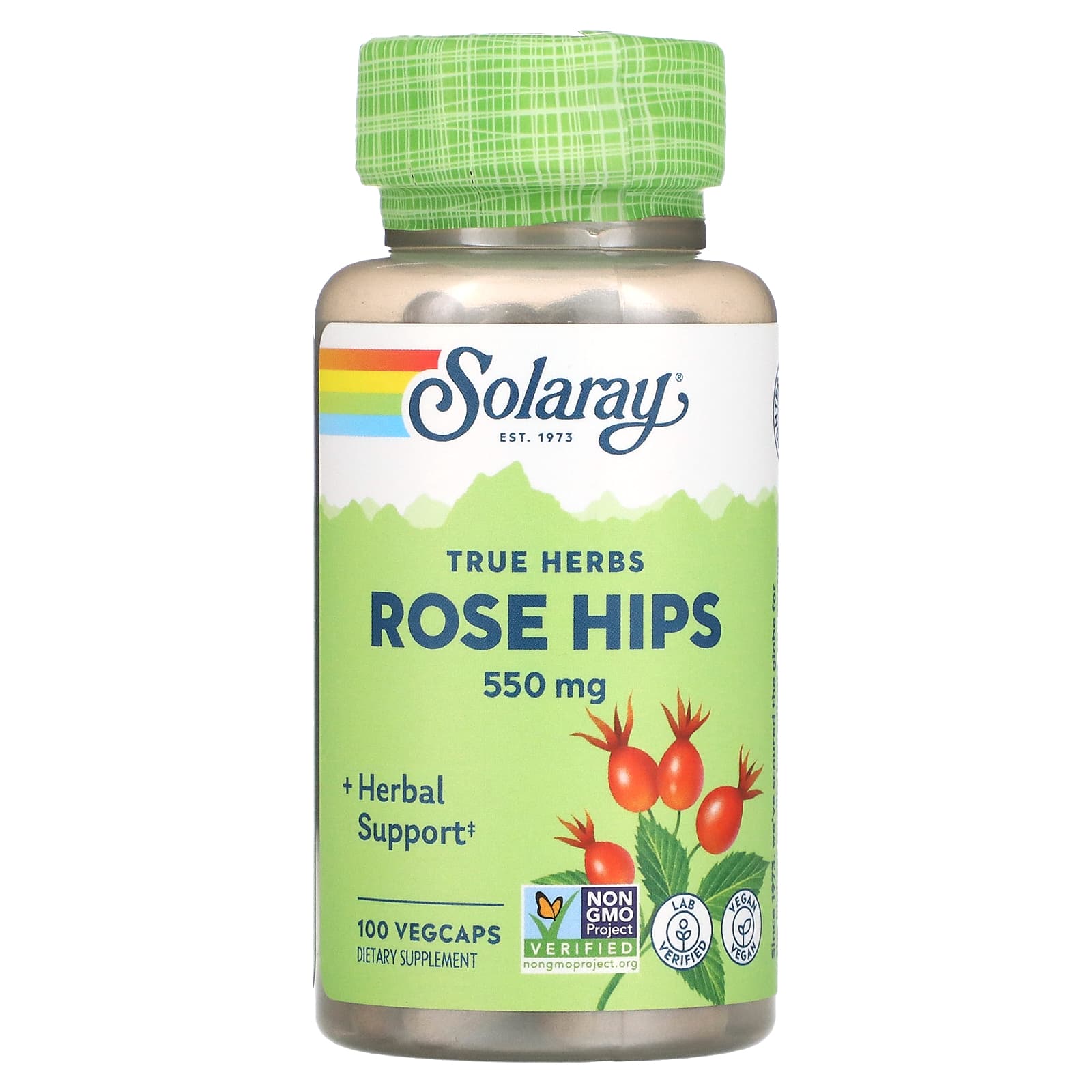 Solaray, Rose Hips 550 mg, 100 VegCaps UPC 076280015102 | HiLife Vitamins