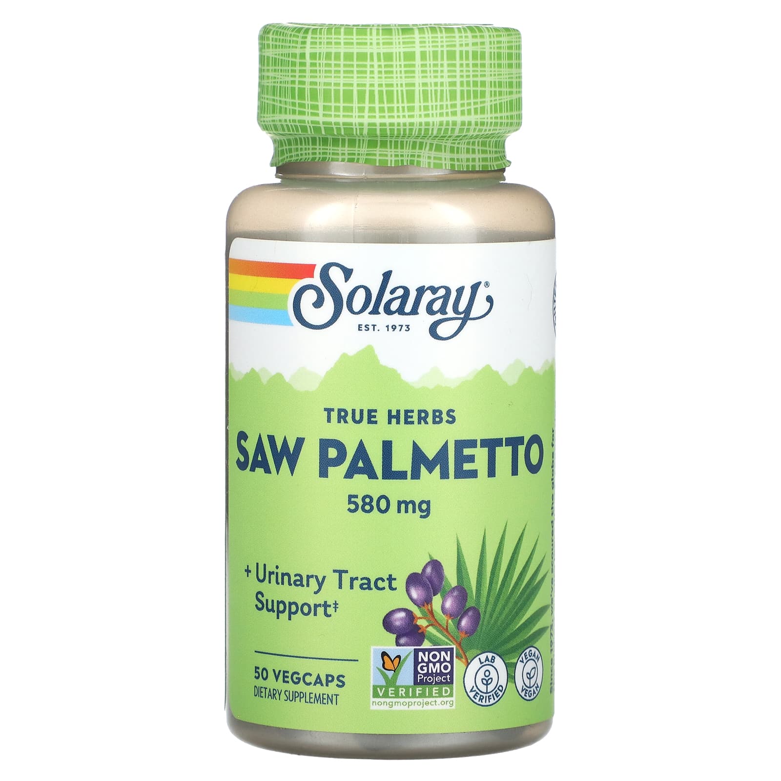 Solaray, True Herbs Saw Palmetto, 580 mg, 50 VegCaps UPC 076280015492 | HiLife Vitamins
