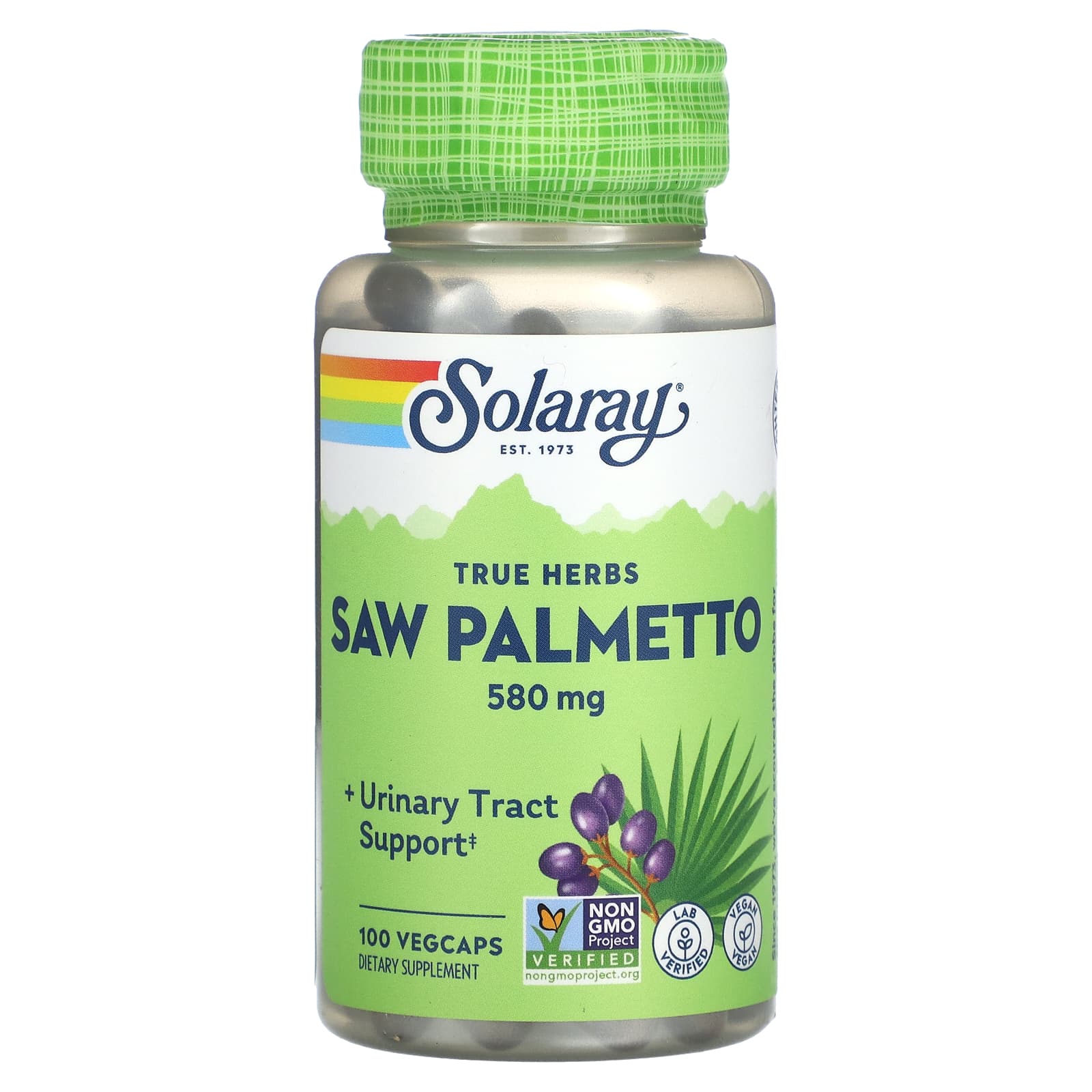 Solaray, True Herbs, Saw Palmetto, 580 mg, 100 VegCaps UPC 076280015508 | HiLife Vitamins