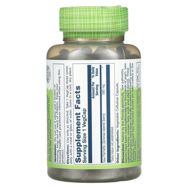 Solaray, Saw Palmetto Berries 580mg, 180 VegCaps UPC 076280015515 | HiLife Vitamins