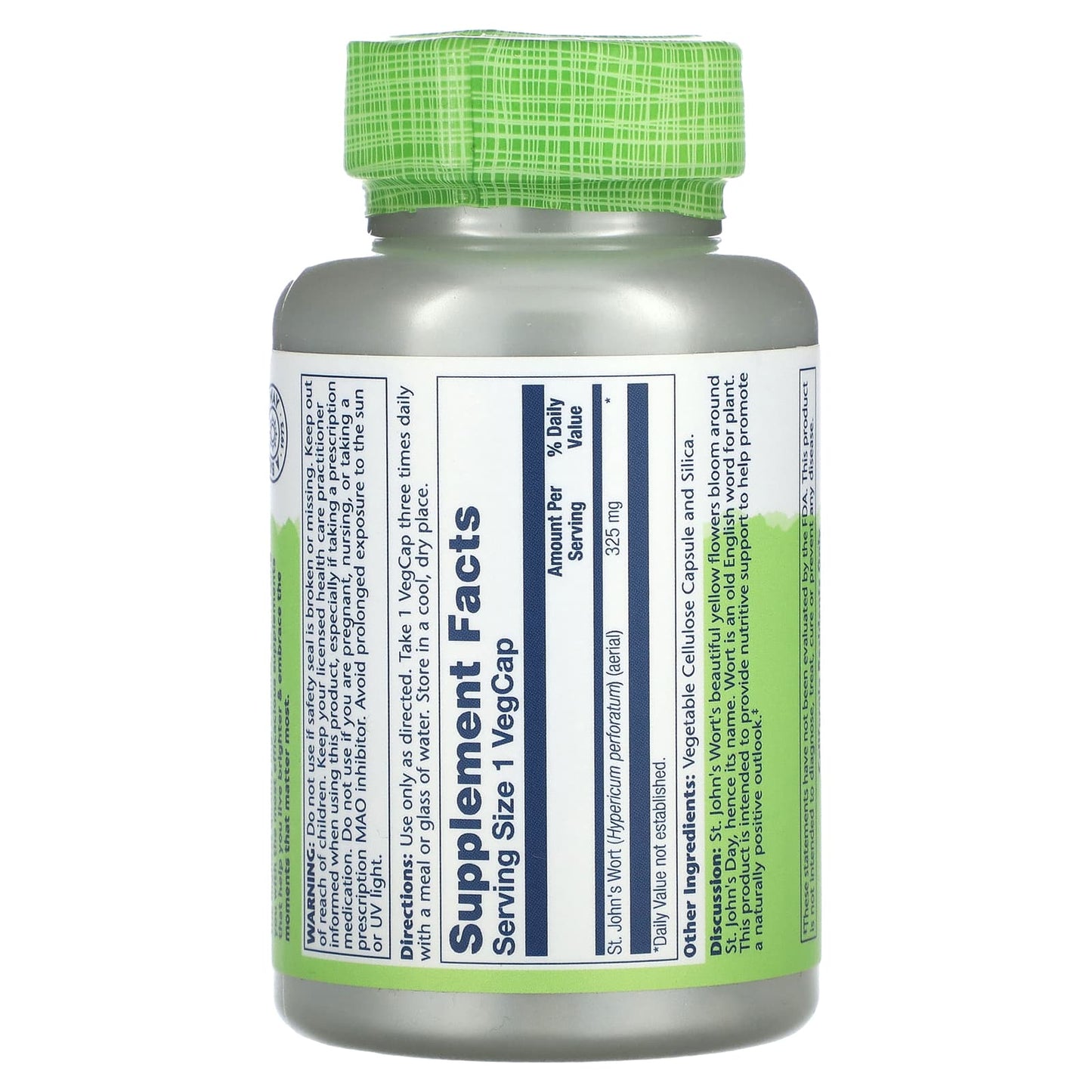Solaray, True Herbs, St. John’s Wort, 325 mg, 180 VegCaps UPC 076280015546 | HiLife Vitamins