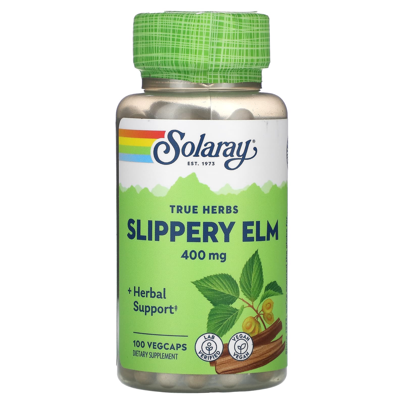 Solaray, Slippery Elm Bark 400 mg, 100 VegCaps UPC 076280015904 | HiLife Vitamins