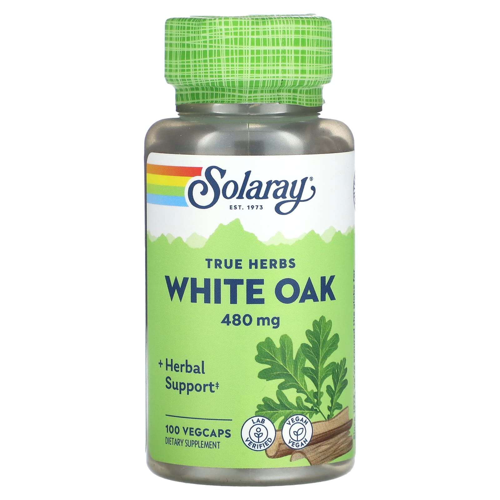 Solaray, True Herbs, White Oak, 480 mg, 100 VegCaps UPC 076280016505 | HiLife Vitamins