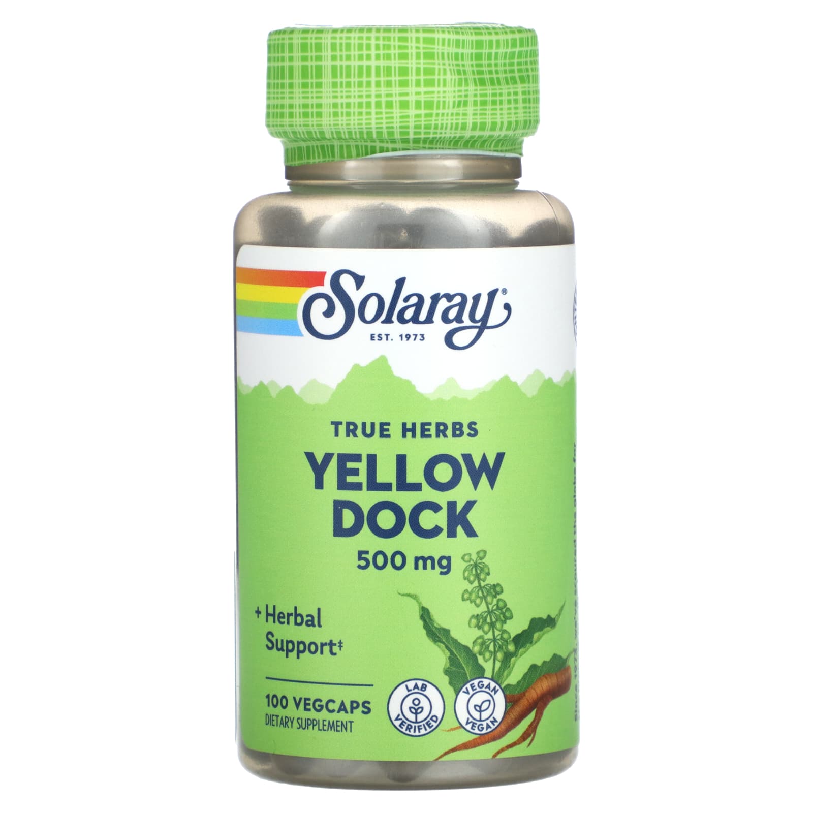 Solaray, True Herbs, Yellow Dock, 500 mg, 100 VegCaps UPC 076280017007 | HiLife Vitamins