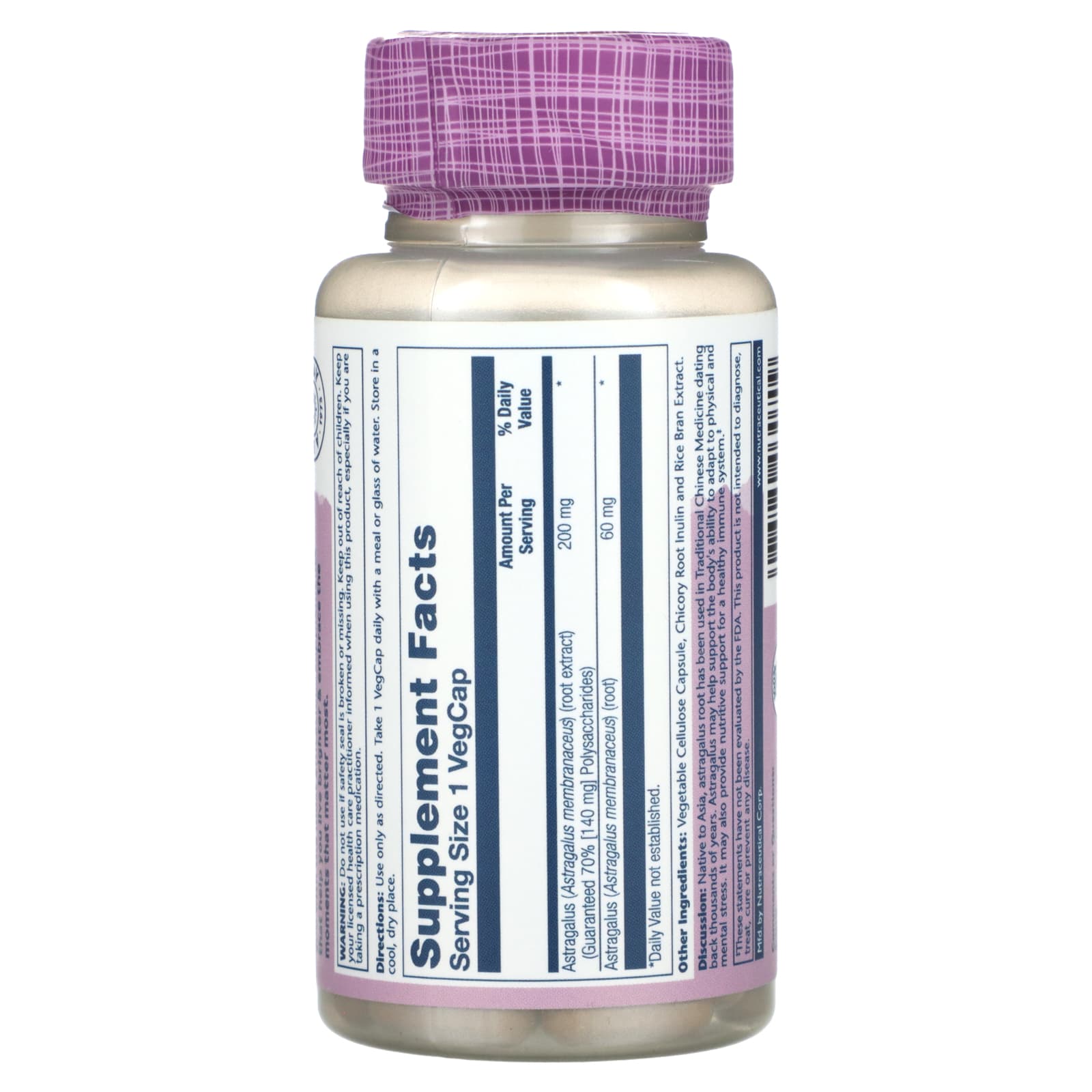 Solaray, Vital Extracts, Astragalus, 200 mg, 30 VegCaps UPC 076280030709 | HiLife Vitamins
